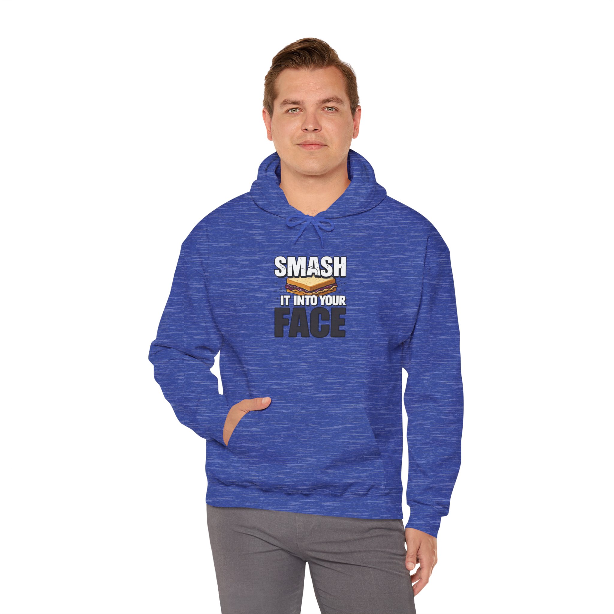 Hoodie — "Smash It Into Your Face" Burger Graphic Pullover - Image 48