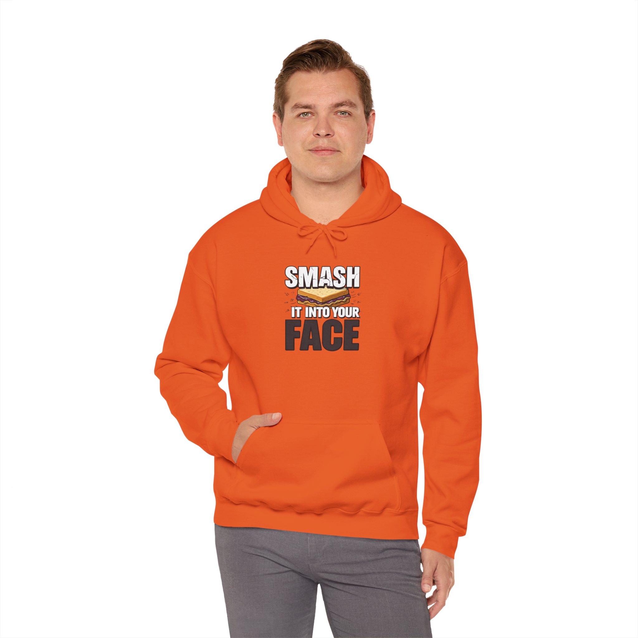 Hoodie — "Smash It Into Your Face" Burger Graphic Pullover - Image 12