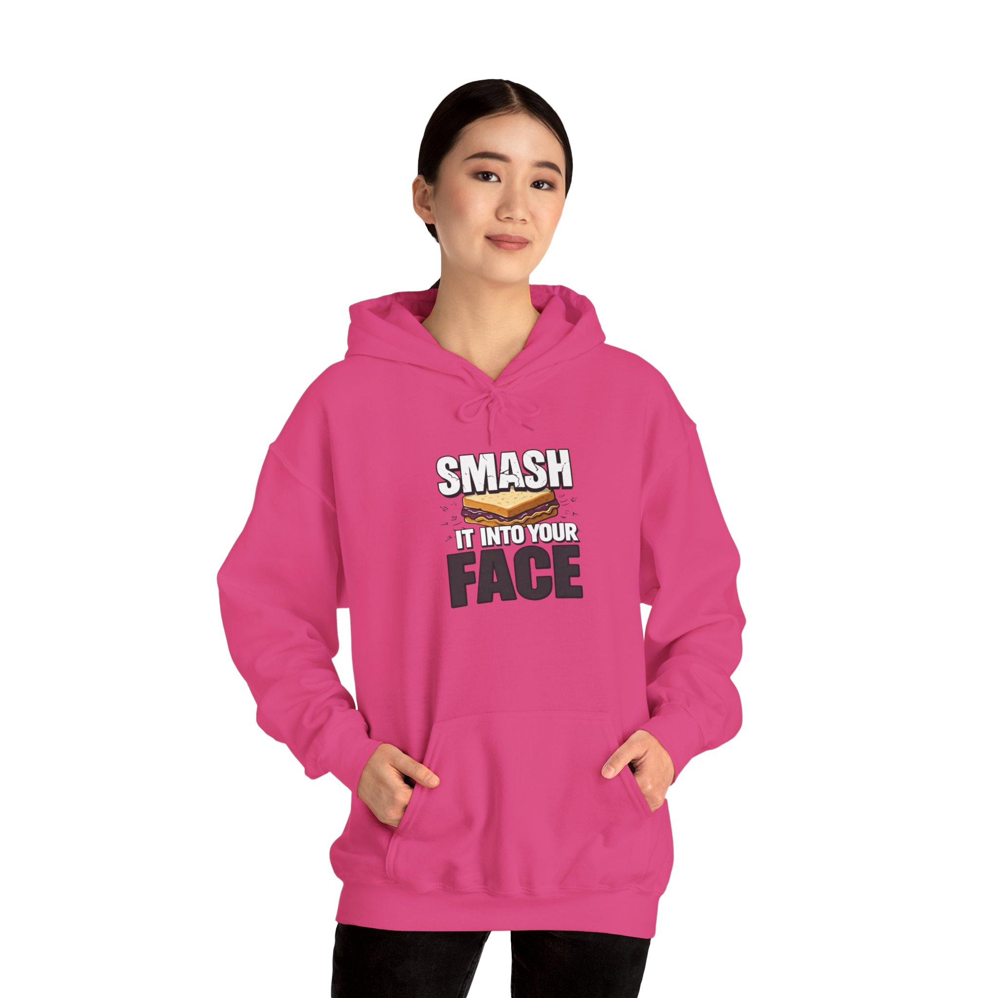 Hoodie — "Smash It Into Your Face" Burger Graphic Pullover - Image 65