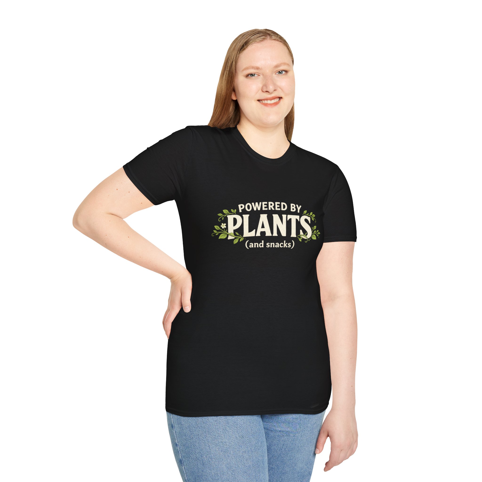 Plant-Powered T-Shirt — "Powered by Plants (and snacks)" Vegan Graphic Tee - Image 6