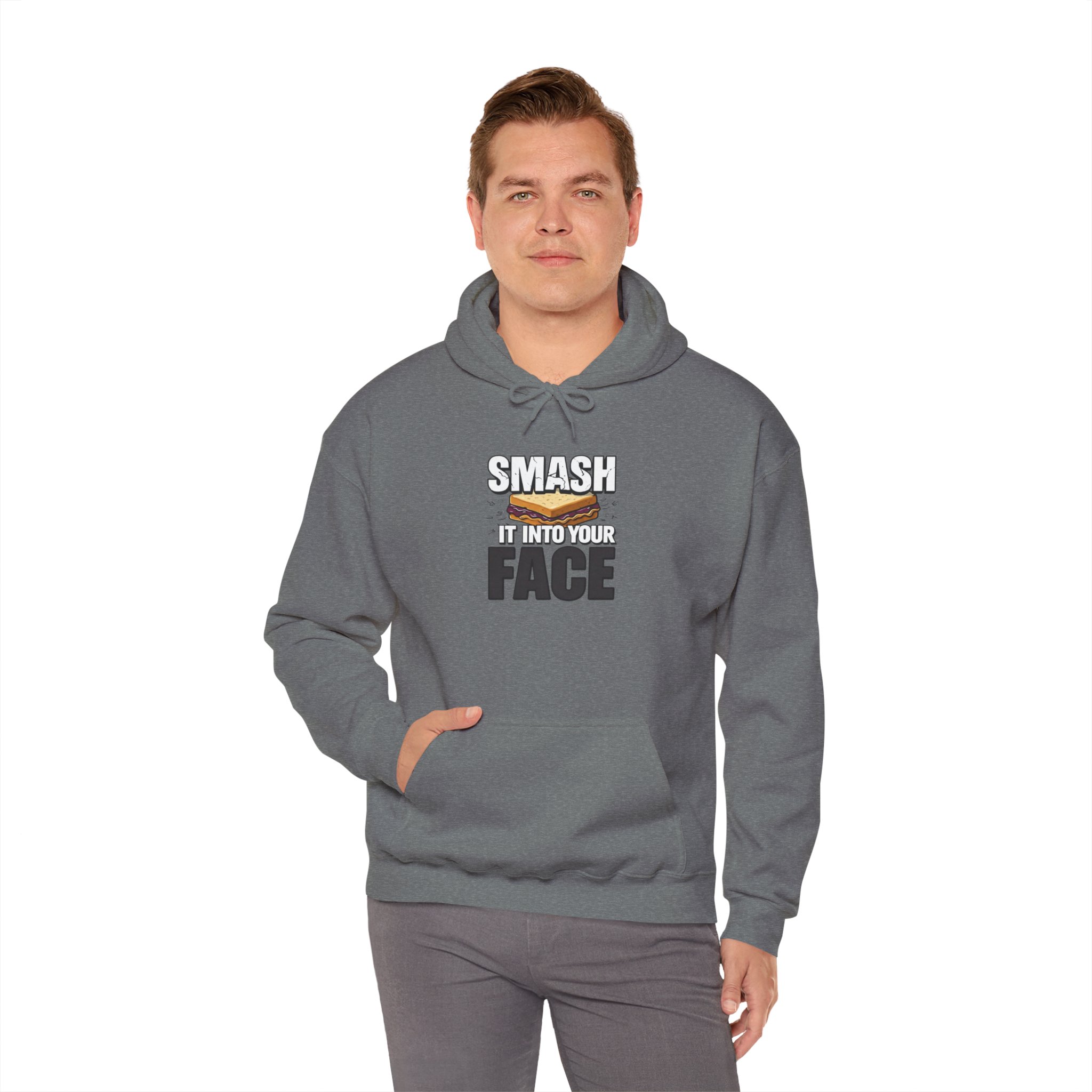 Hoodie — "Smash It Into Your Face" Burger Graphic Pullover - Image 30