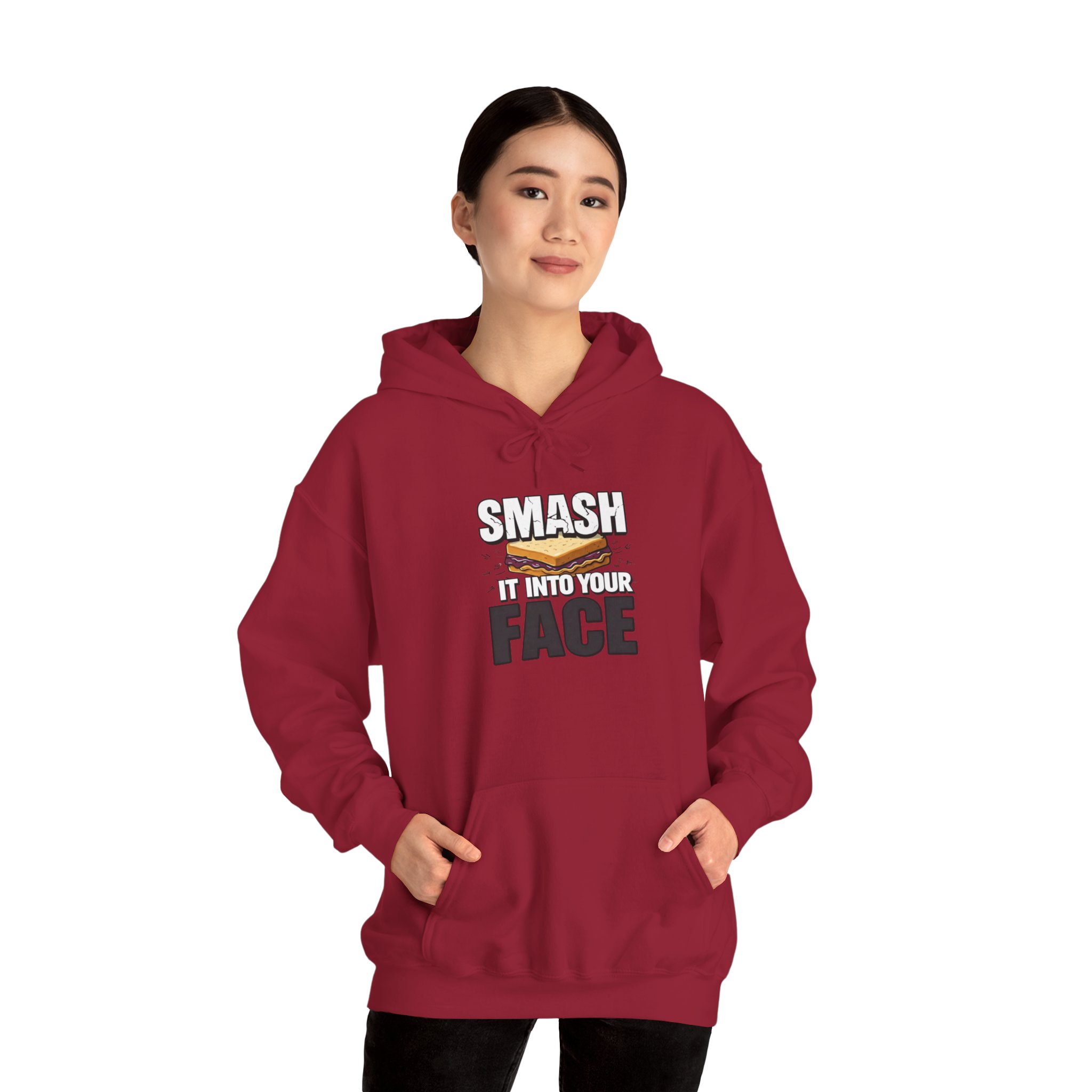 Hoodie — "Smash It Into Your Face" Burger Graphic Pullover - Image 77