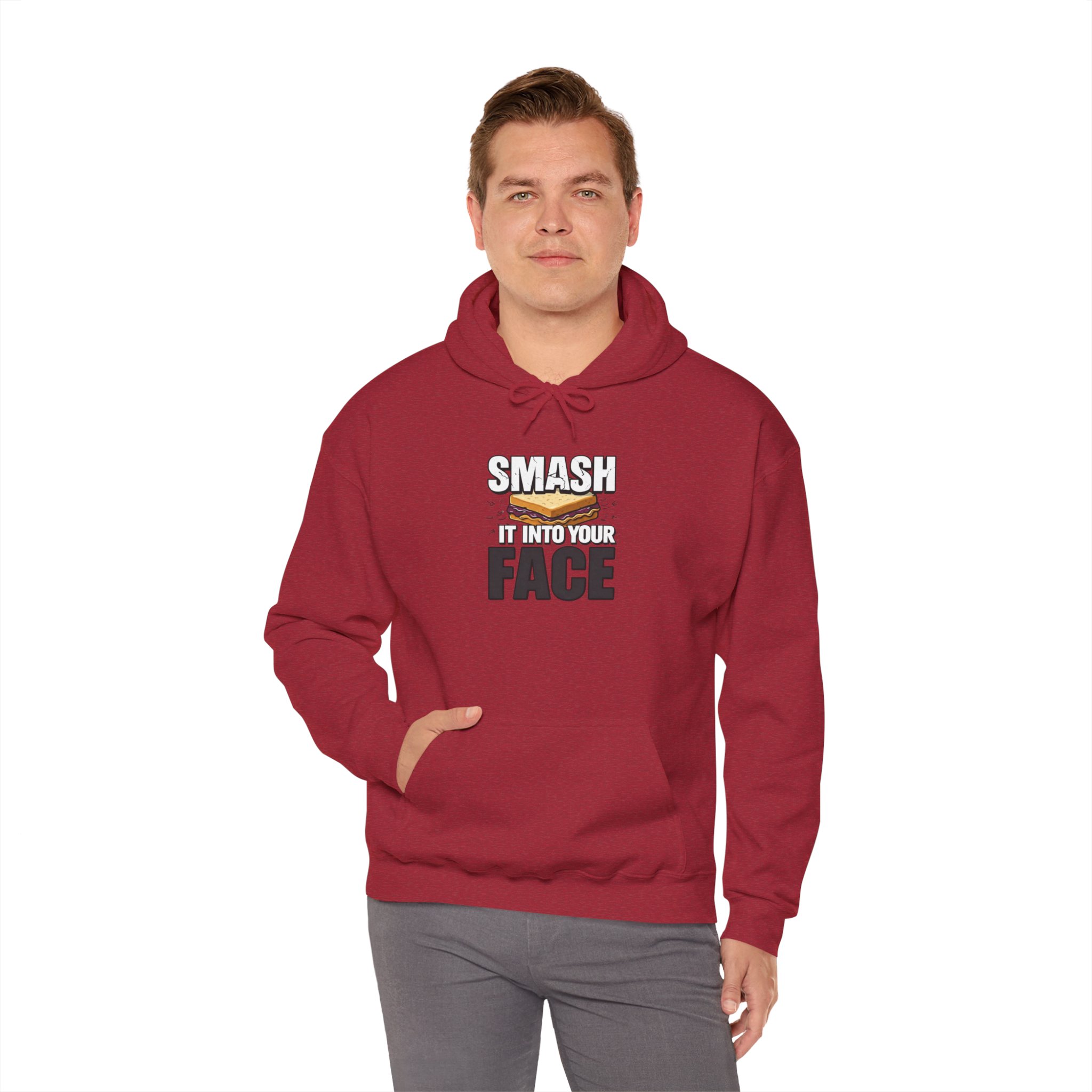 Hoodie — "Smash It Into Your Face" Burger Graphic Pullover - Image 72