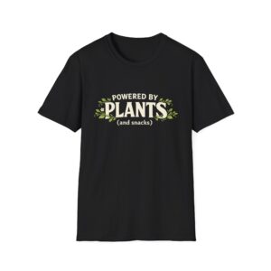 Plant-Powered T-Shirt — "Powered by Plants (and snacks)" Vegan Graphic Tee