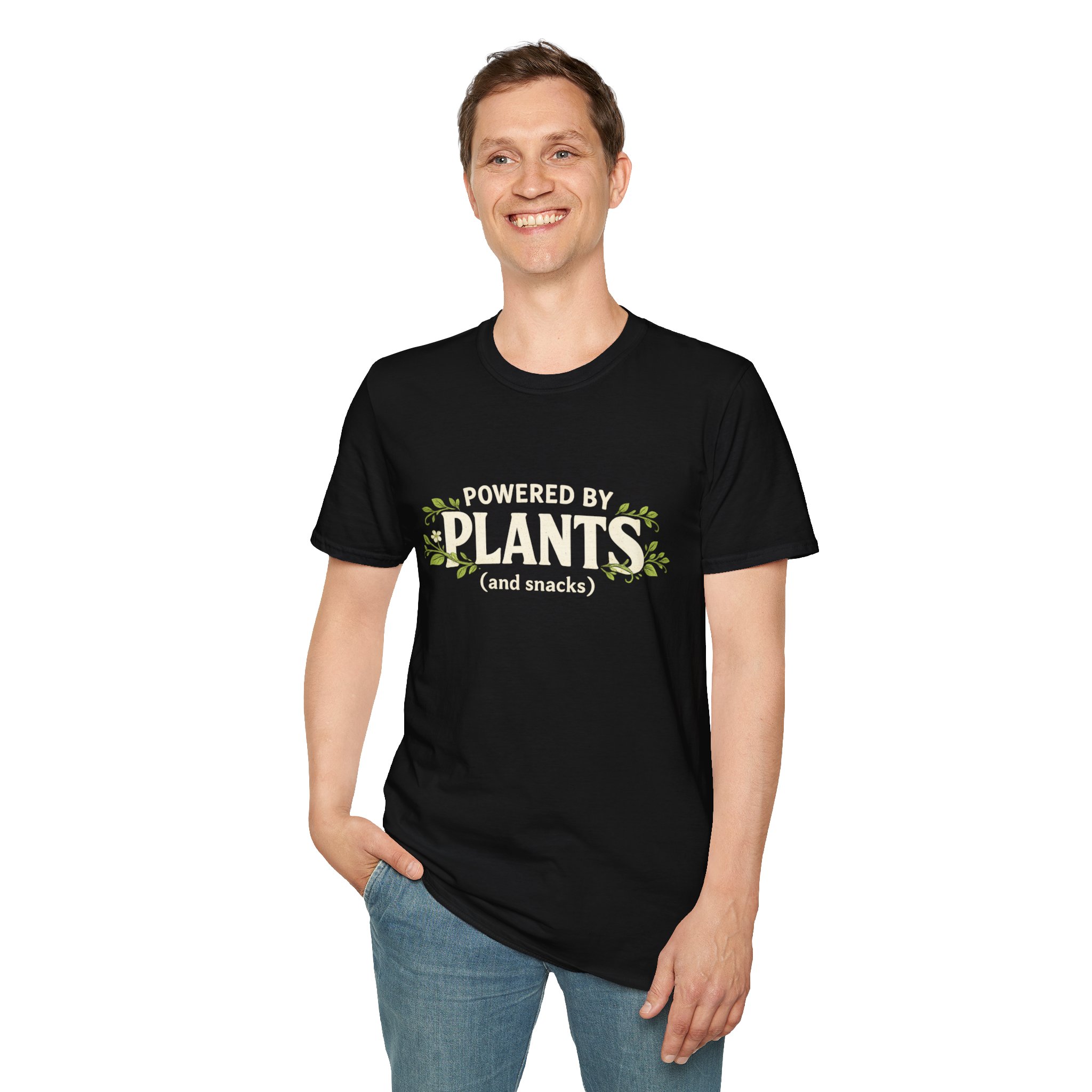Plant-Powered T-Shirt — "Powered by Plants (and snacks)" Vegan Graphic Tee - Image 5