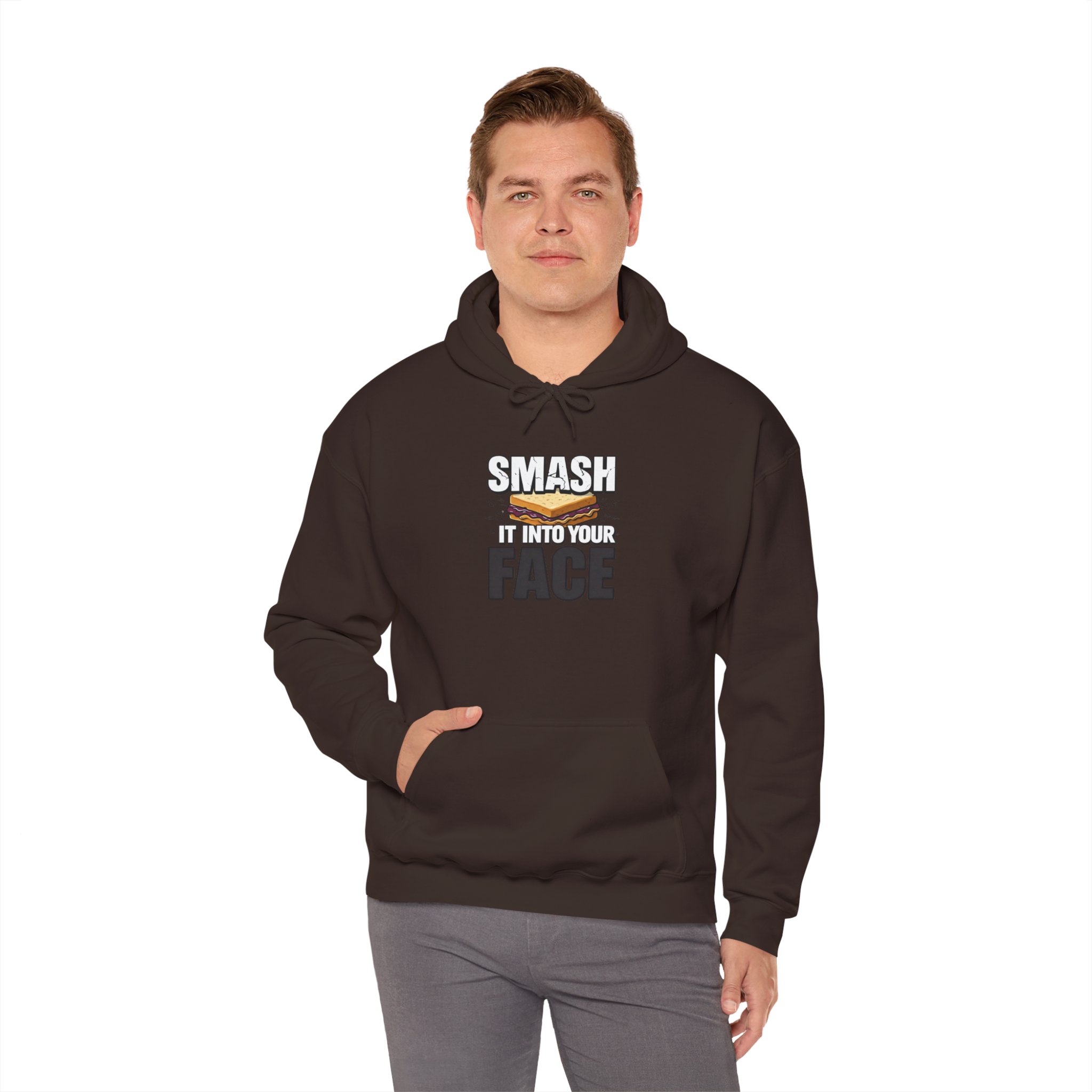 Hoodie — "Smash It Into Your Face" Burger Graphic Pullover - Image 18
