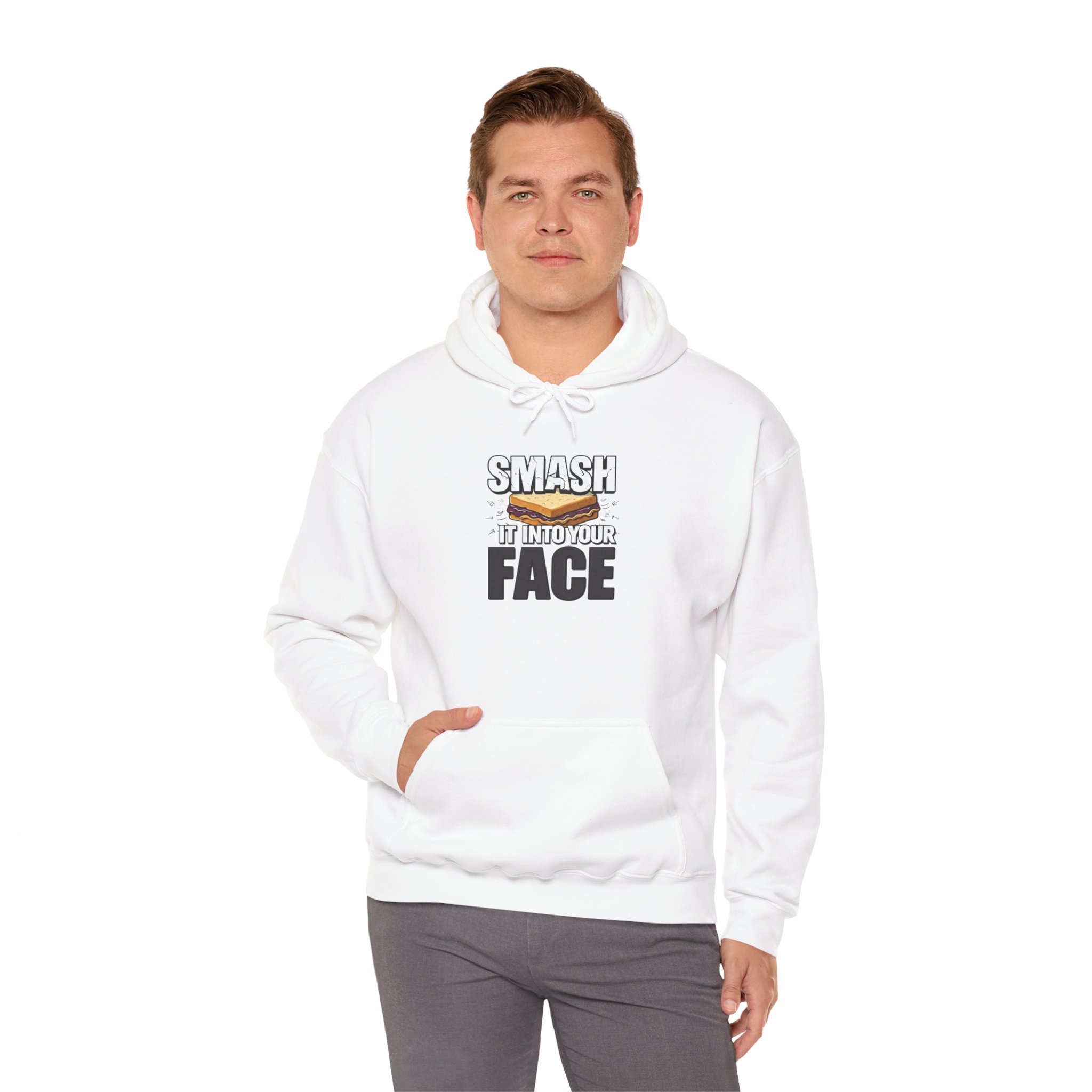 Hoodie — "Smash It Into Your Face" Burger Graphic Pullover - Image 6