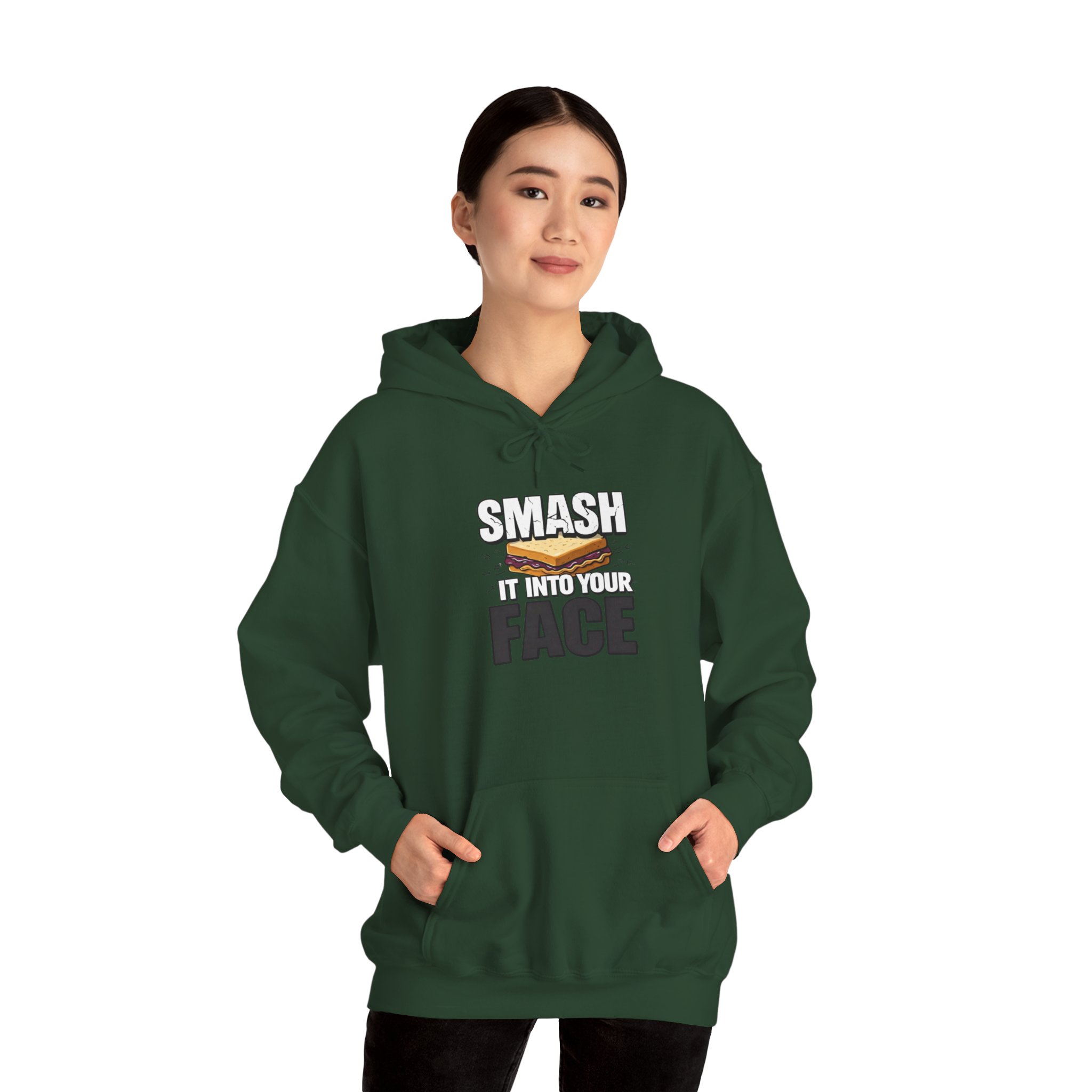 Hoodie — "Smash It Into Your Face" Burger Graphic Pullover - Image 23