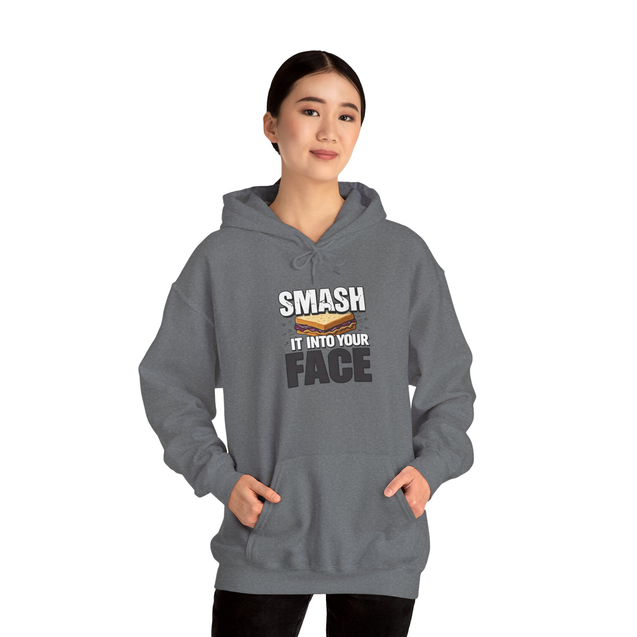 Hoodie — "Smash It Into Your Face" Burger Graphic Pullover - Image 29