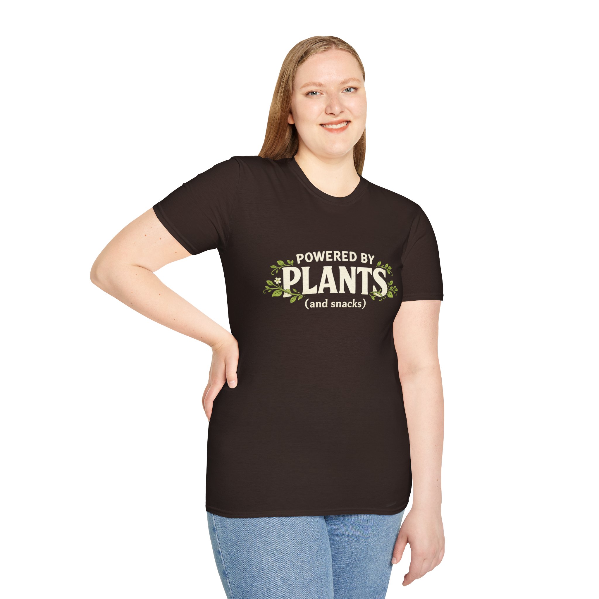 Plant-Powered T-Shirt — "Powered by Plants (and snacks)" Vegan Graphic Tee - Image 12