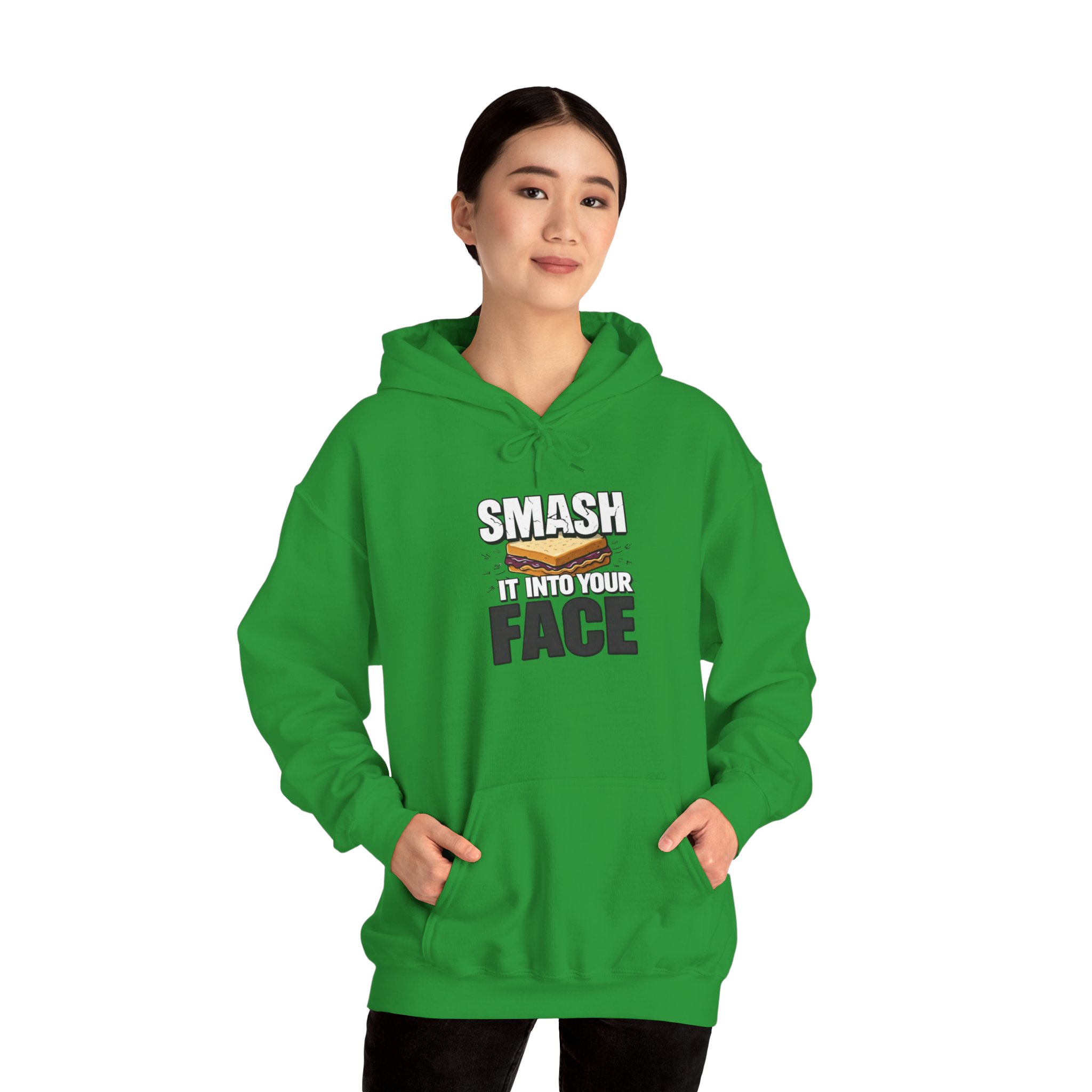 Hoodie — "Smash It Into Your Face" Burger Graphic Pullover - Image 35