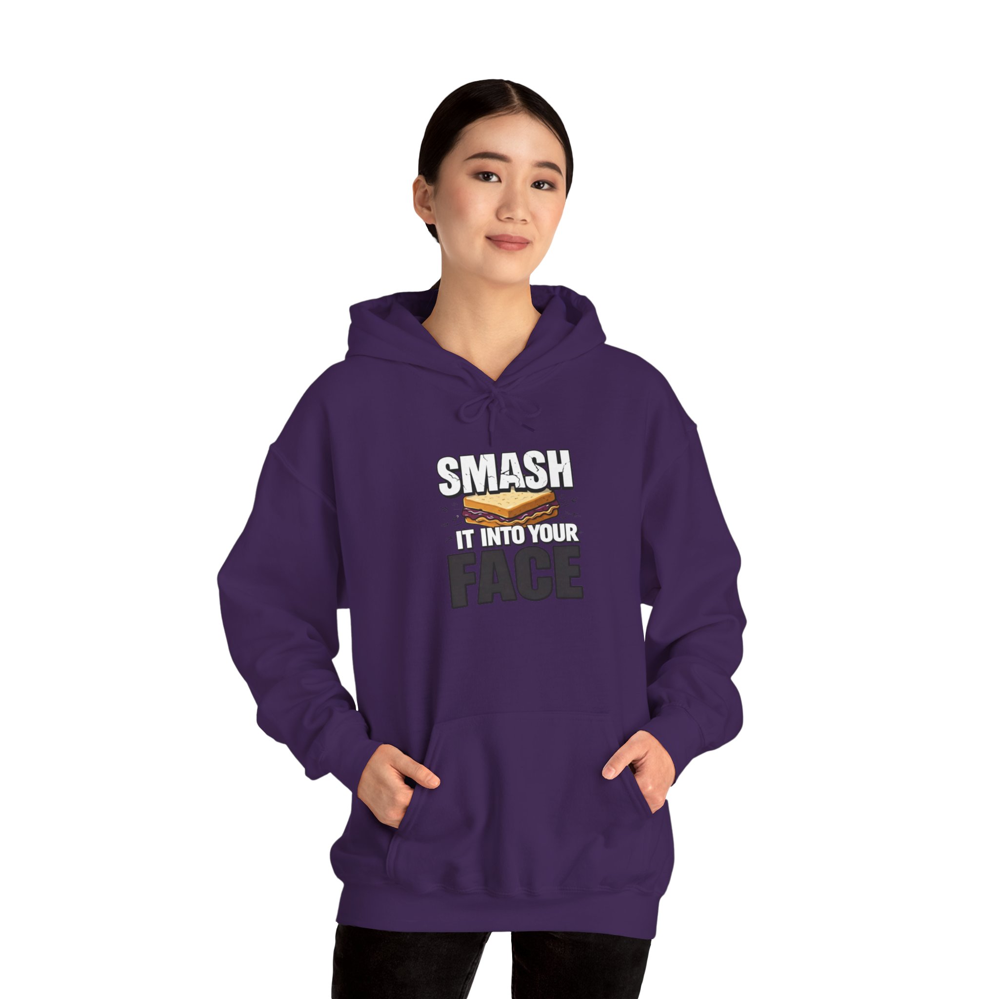 Hoodie — "Smash It Into Your Face" Burger Graphic Pullover - Image 59