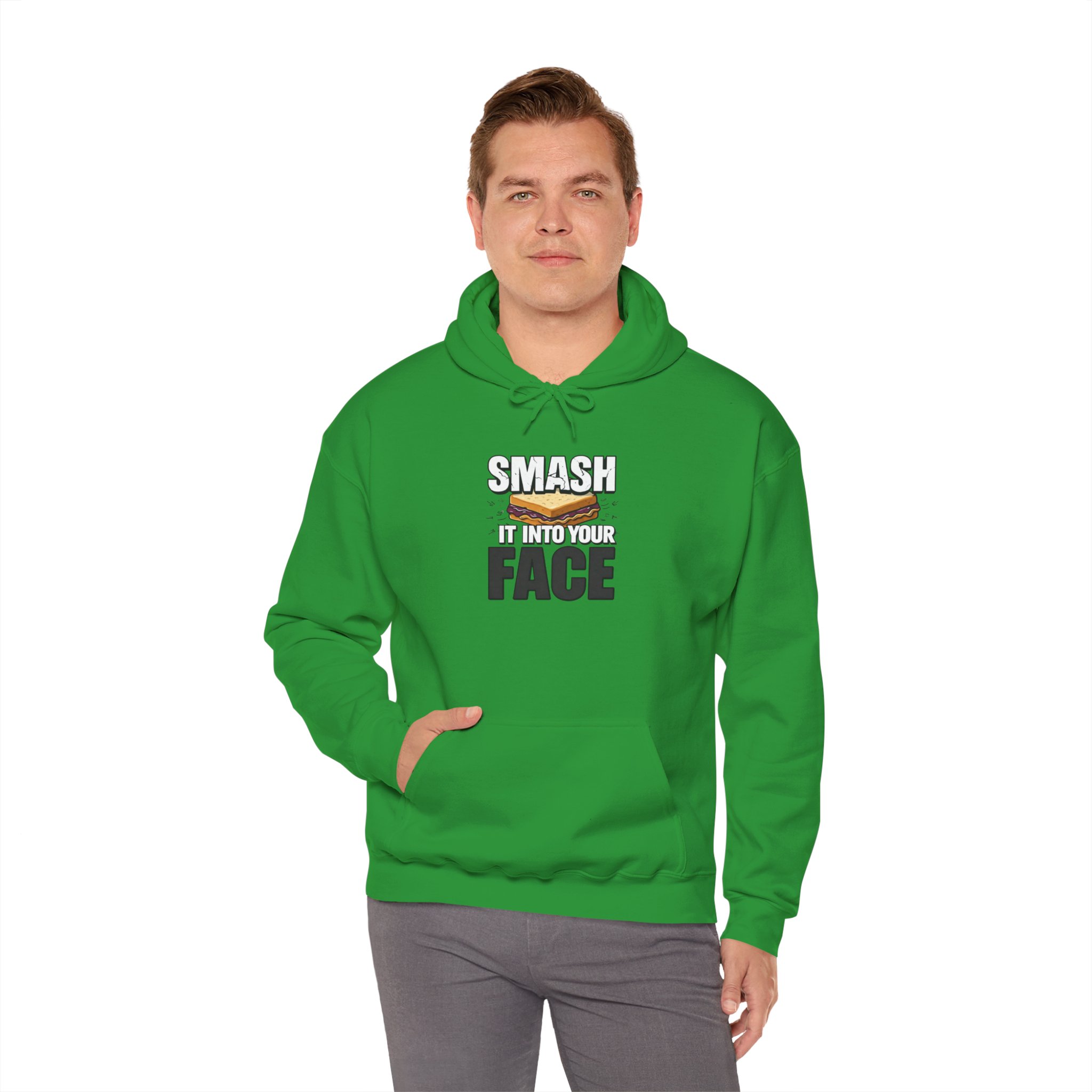 Hoodie — "Smash It Into Your Face" Burger Graphic Pullover - Image 36