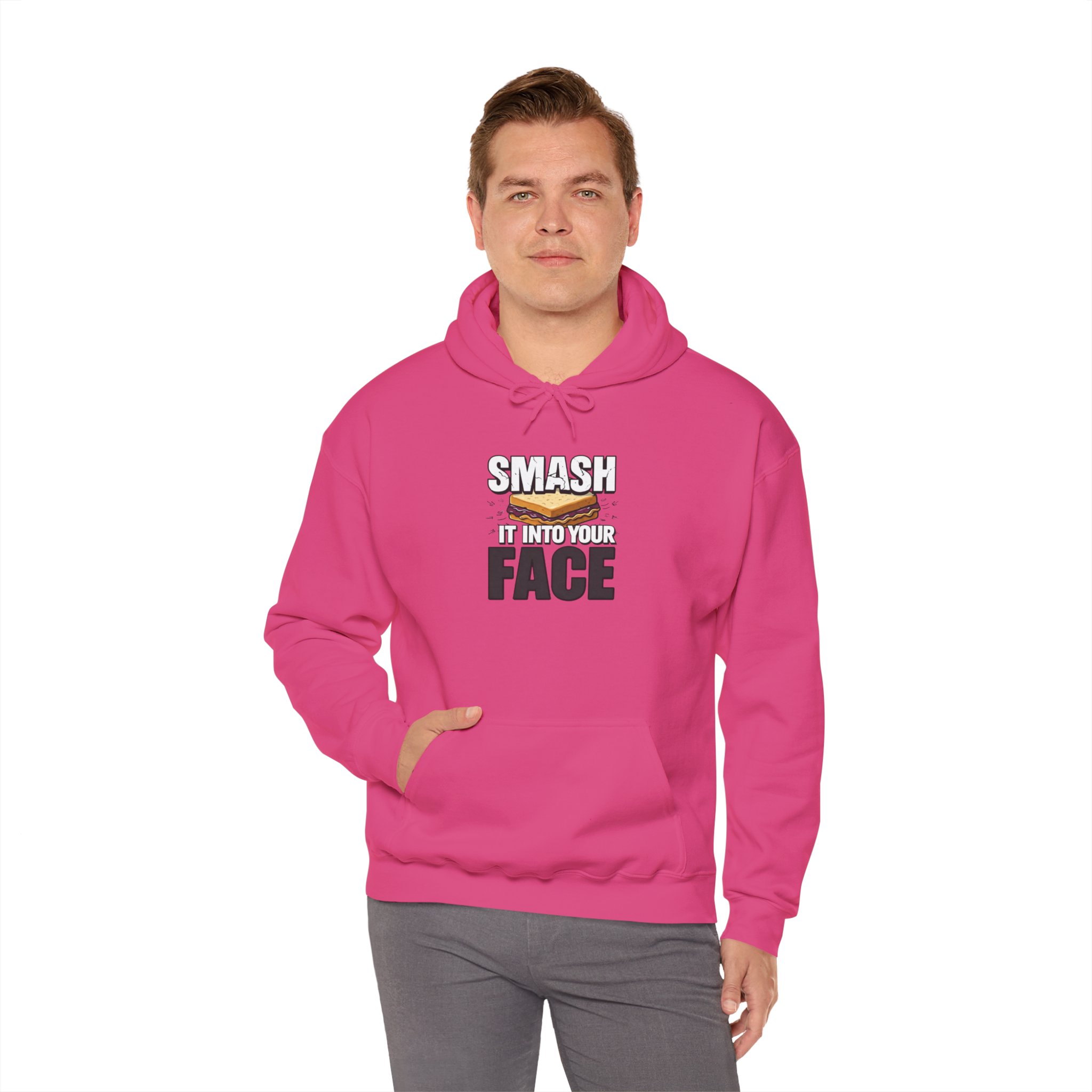 Hoodie — "Smash It Into Your Face" Burger Graphic Pullover - Image 66