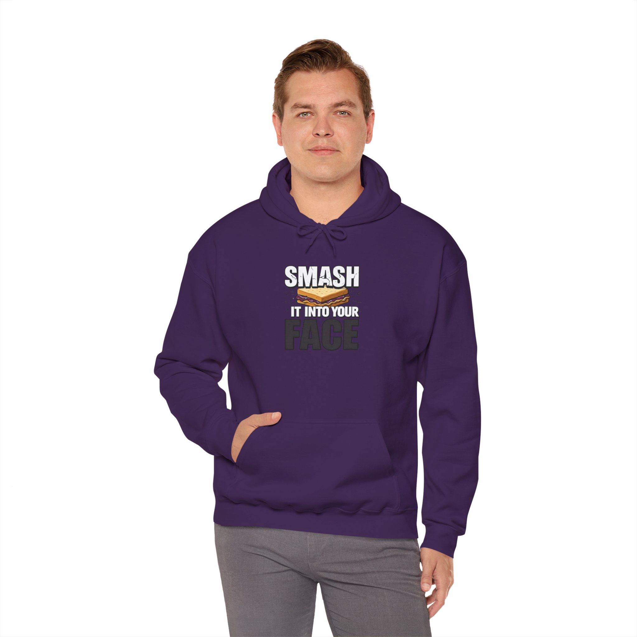 Hoodie — "Smash It Into Your Face" Burger Graphic Pullover - Image 60