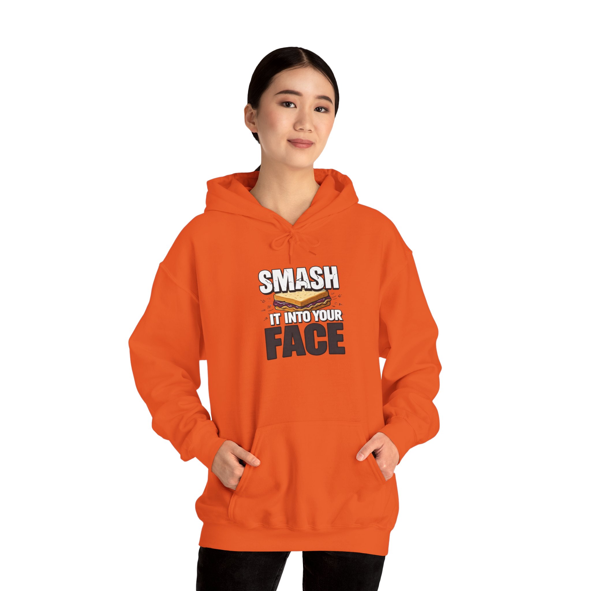 Hoodie — "Smash It Into Your Face" Burger Graphic Pullover - Image 11