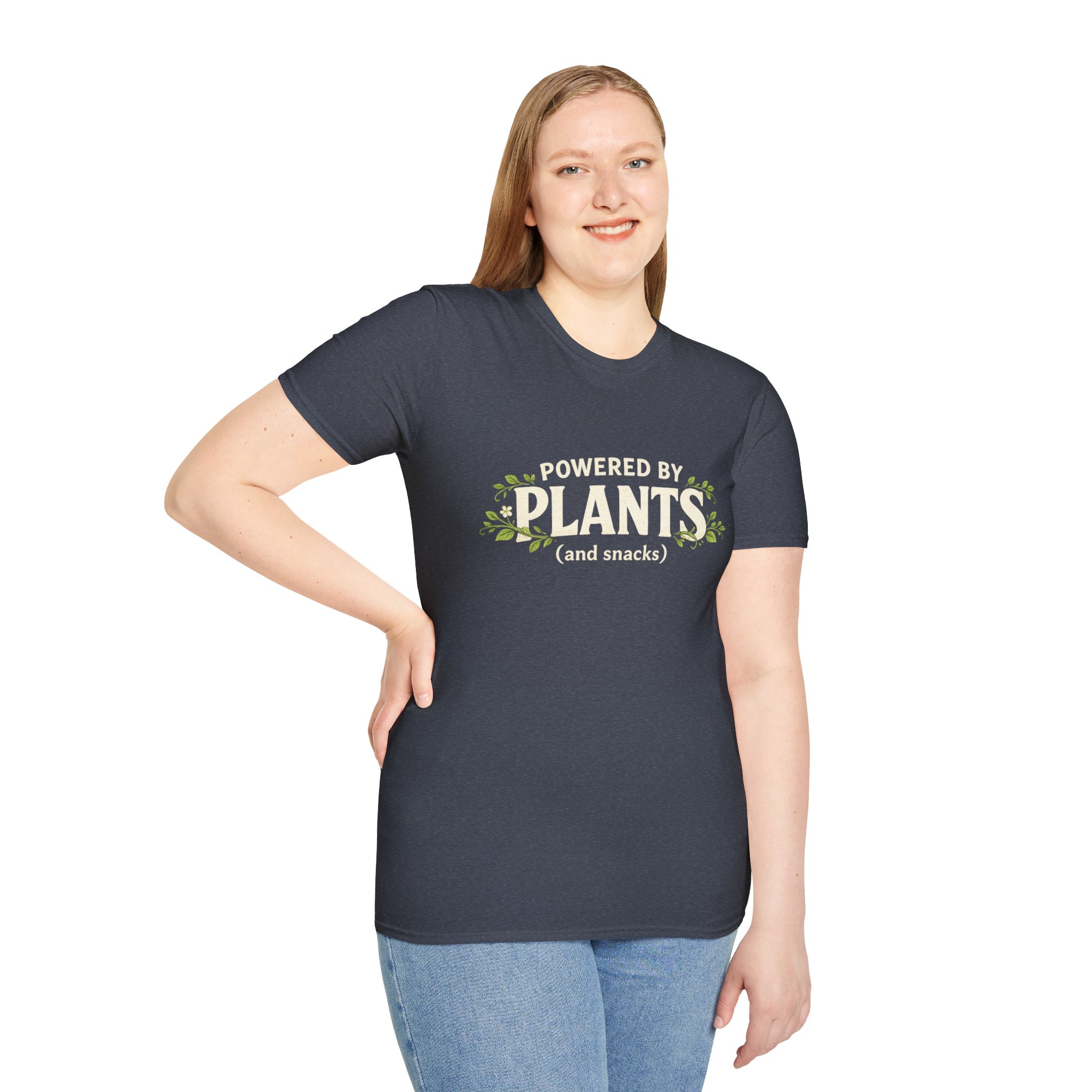 Plant-Powered T-Shirt — "Powered by Plants (and snacks)" Vegan Graphic Tee - Image 24