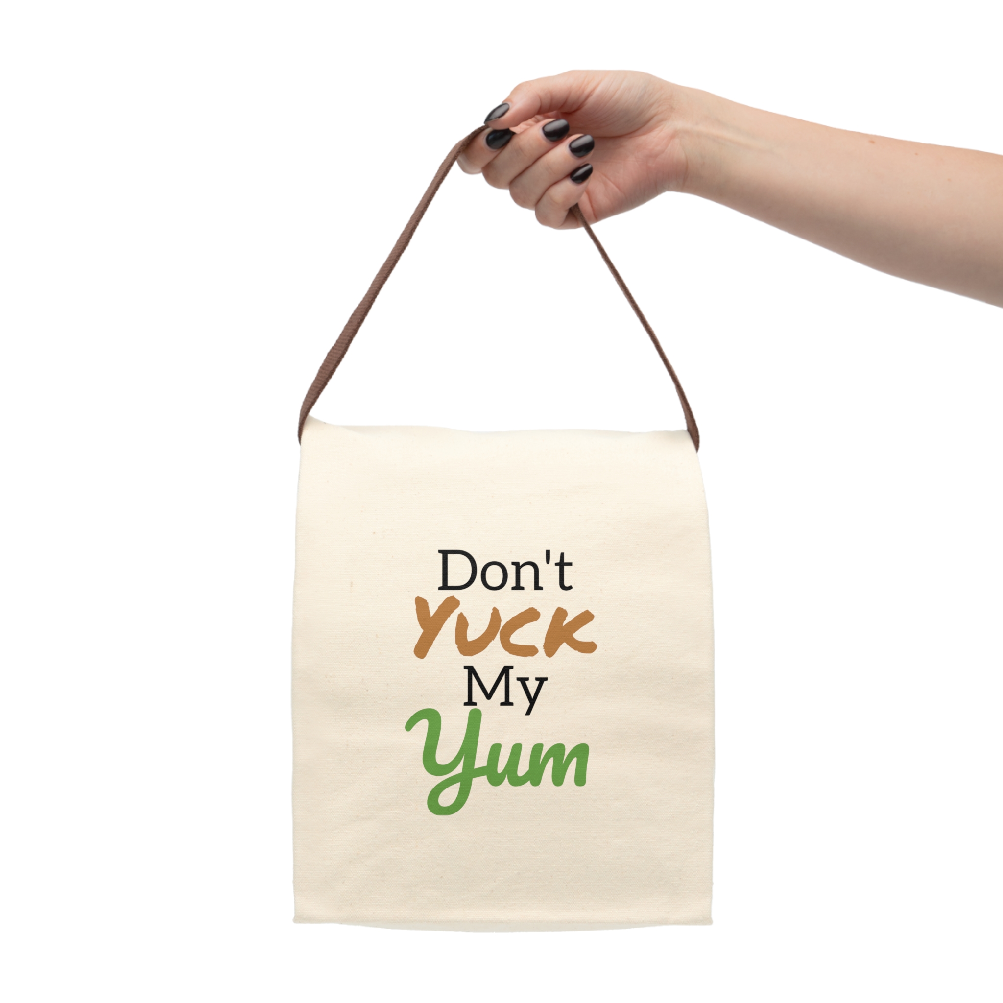 Canvas Lunch Bag — "Don't Yuck My Yum" Insulated Reusable Lunch Tote with Strap - Image 4