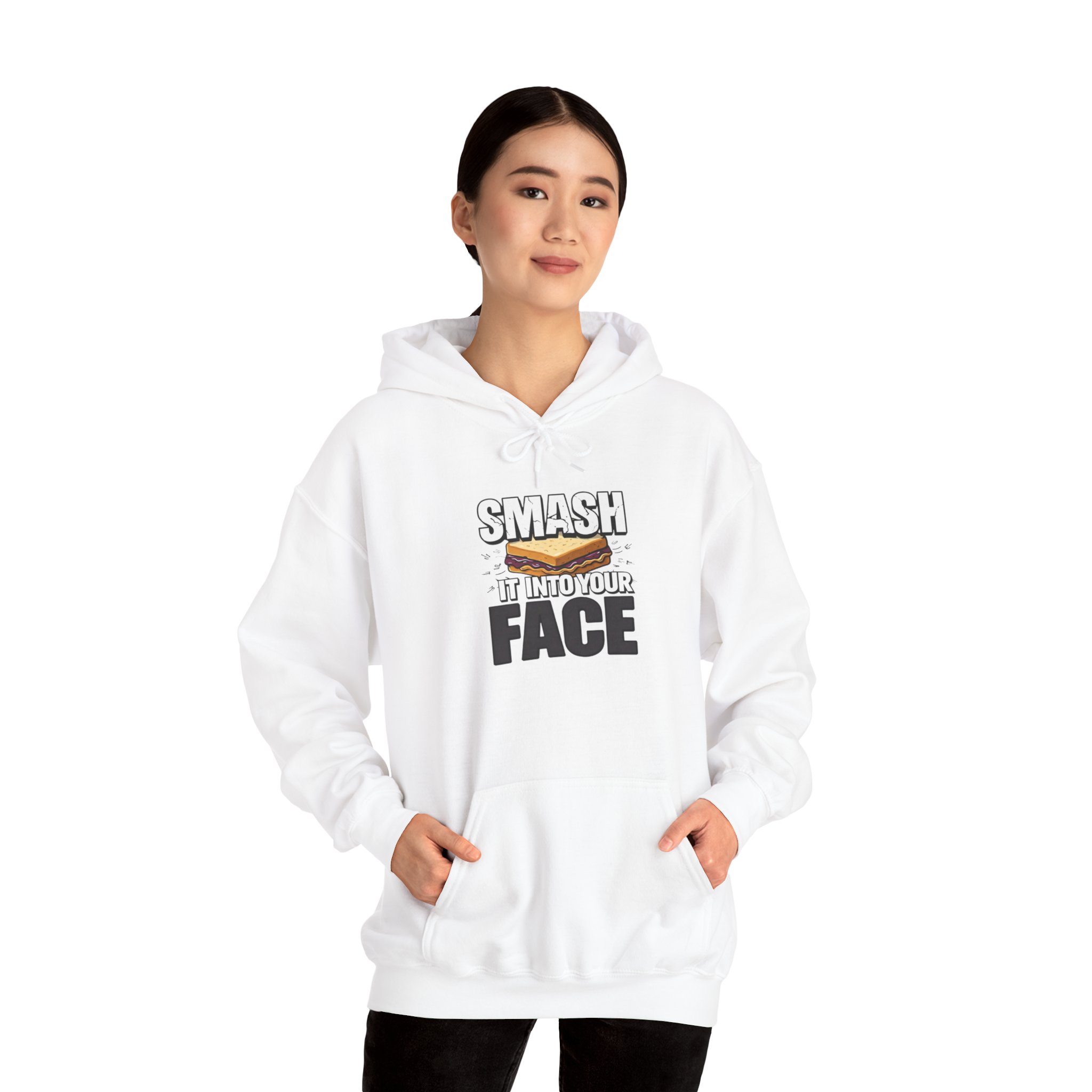 Hoodie — "Smash It Into Your Face" Burger Graphic Pullover - Image 5