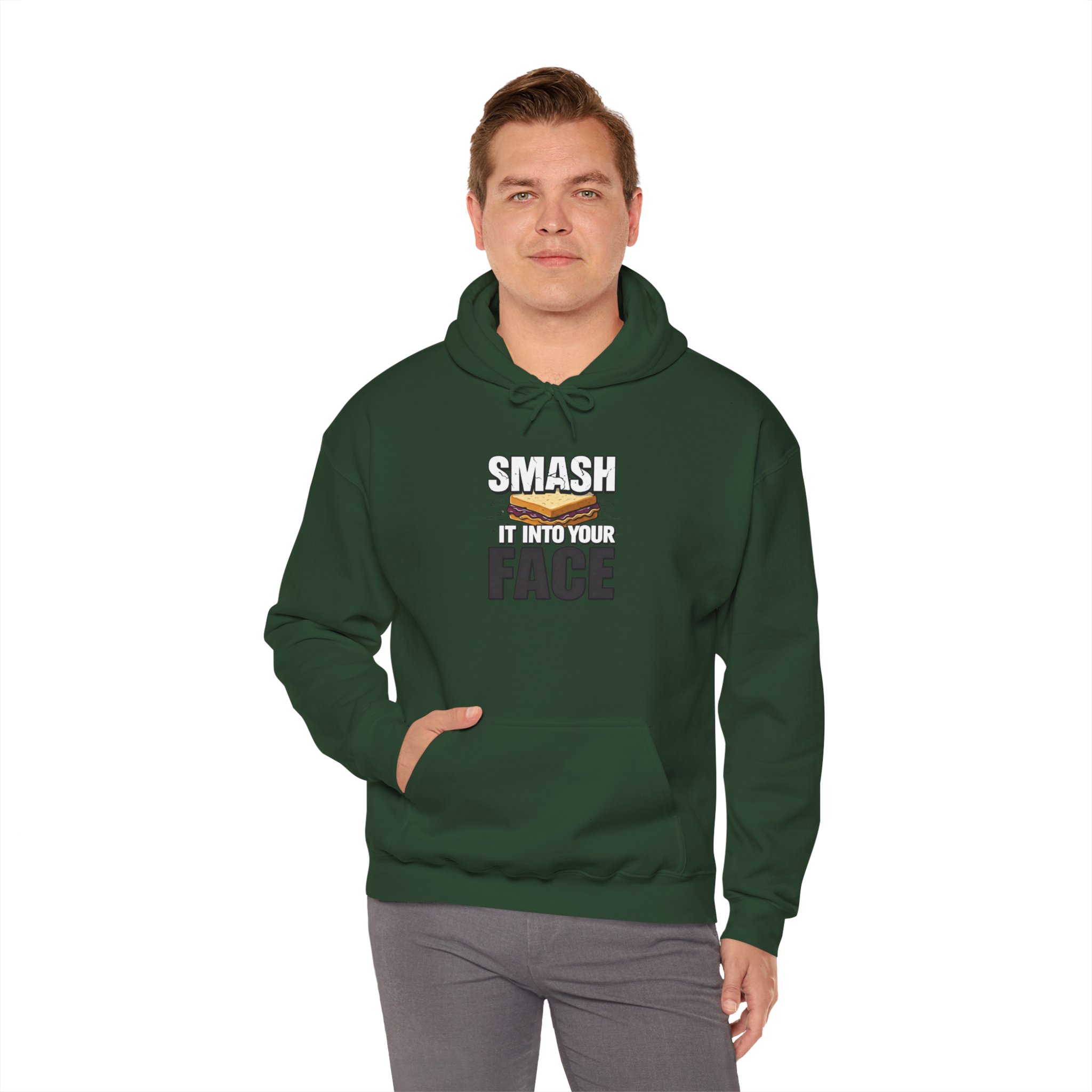 Hoodie — "Smash It Into Your Face" Burger Graphic Pullover - Image 24