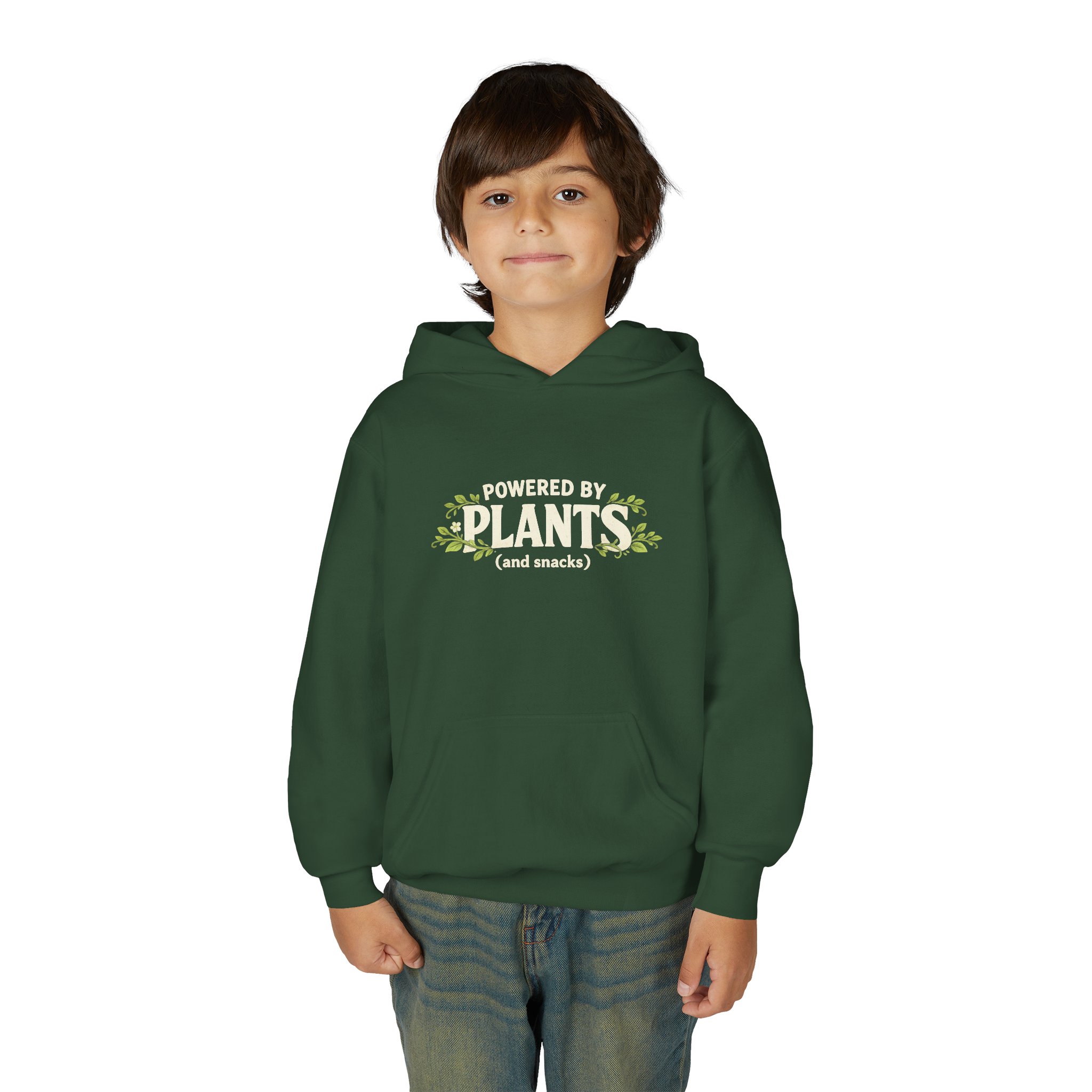 Youth Hoodie - "Powered by Plants (and snacks)" Kids Vegan Sweatshirt - Image 27