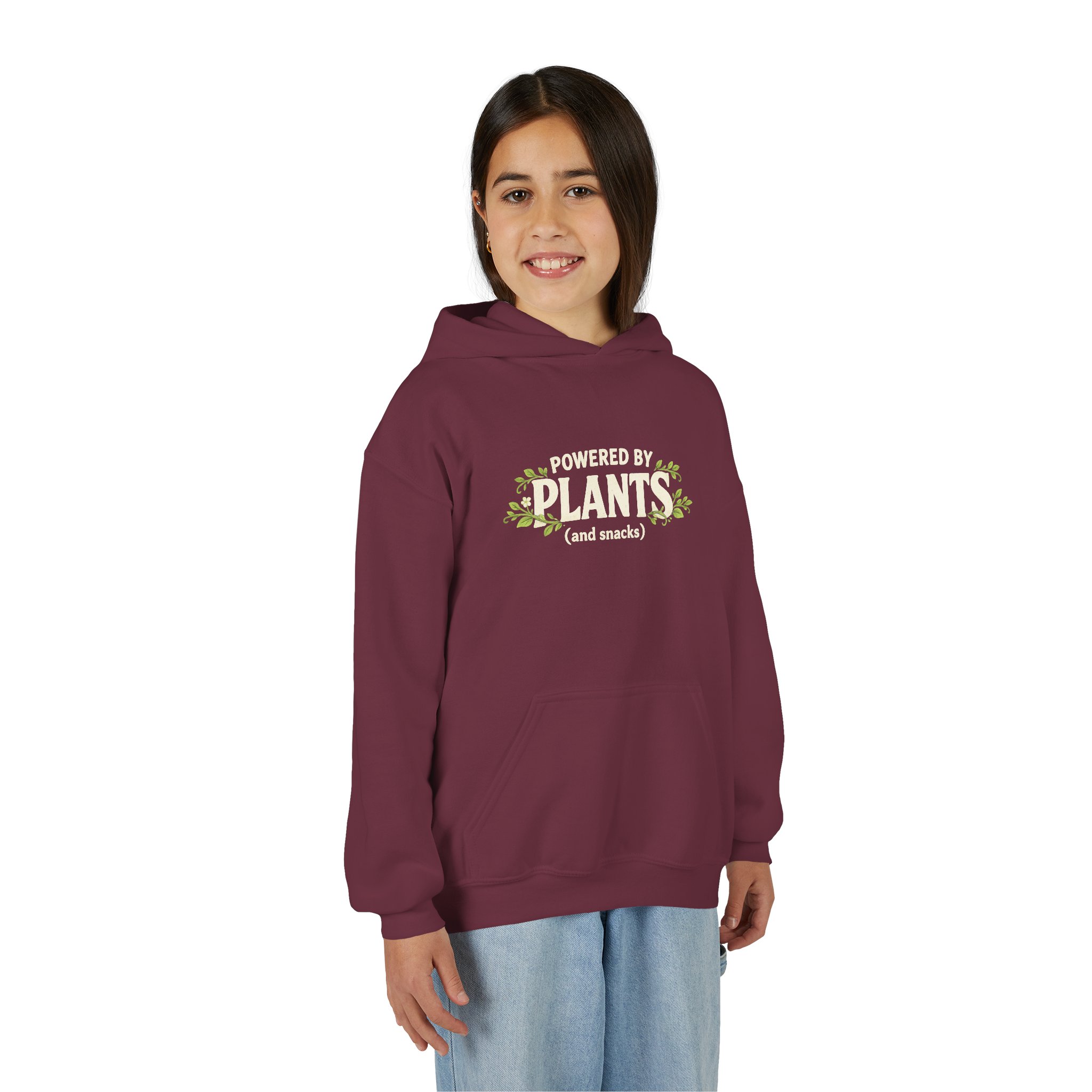 Youth Hoodie - "Powered by Plants (and snacks)" Kids Vegan Sweatshirt - Image 23