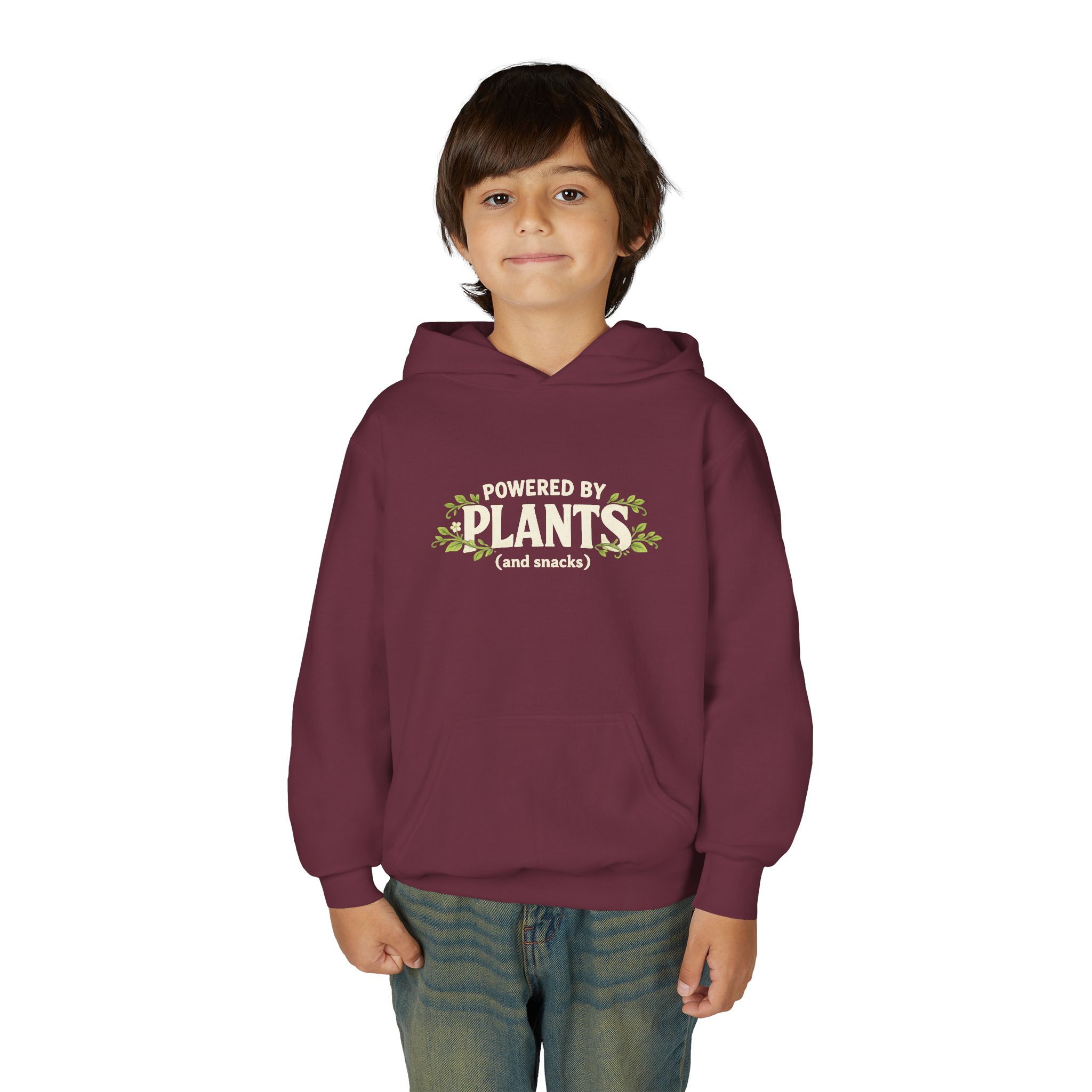 Youth Hoodie - "Powered by Plants (and snacks)" Kids Vegan Sweatshirt - Image 21