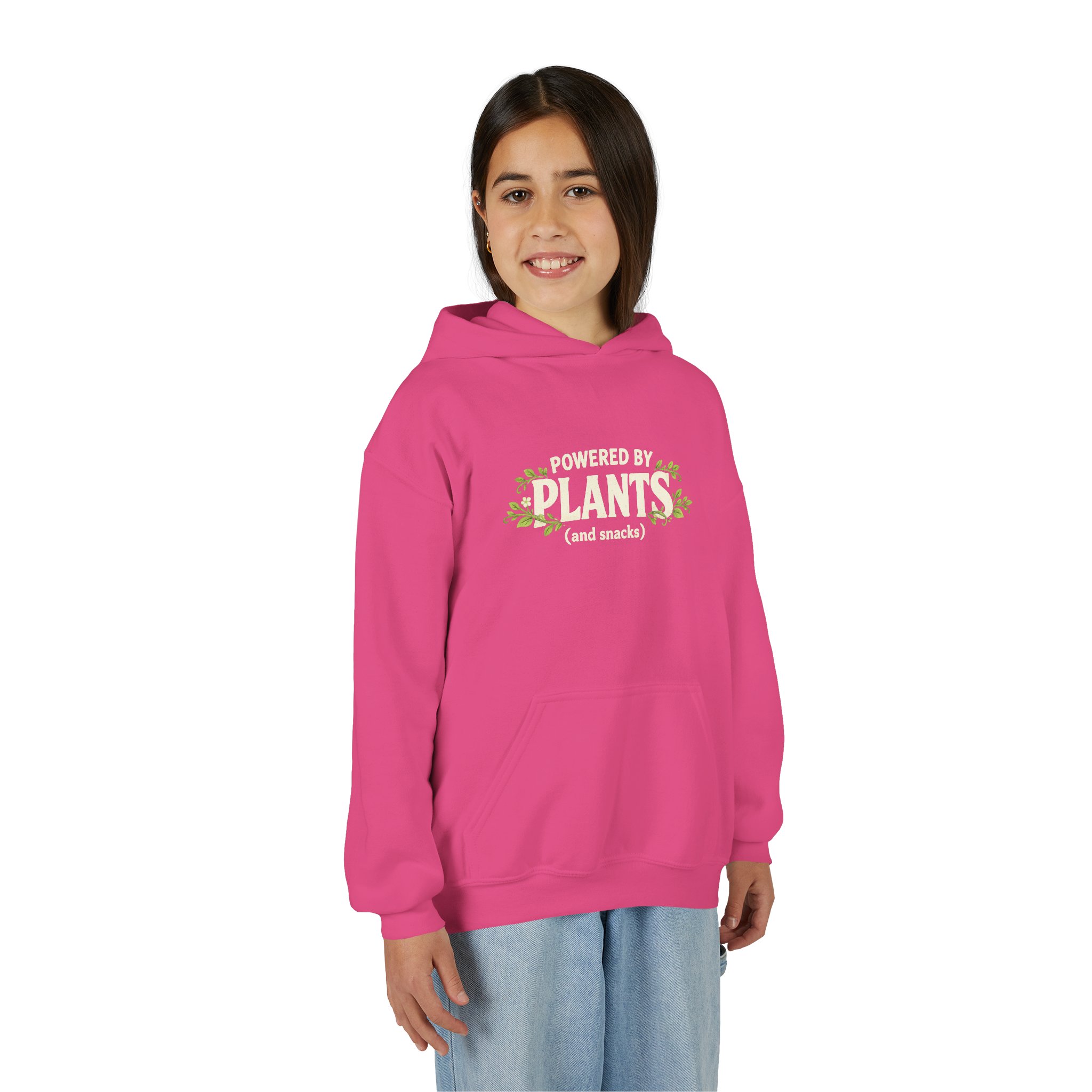 Youth Hoodie - "Powered by Plants (and snacks)" Kids Vegan Sweatshirt - Image 71