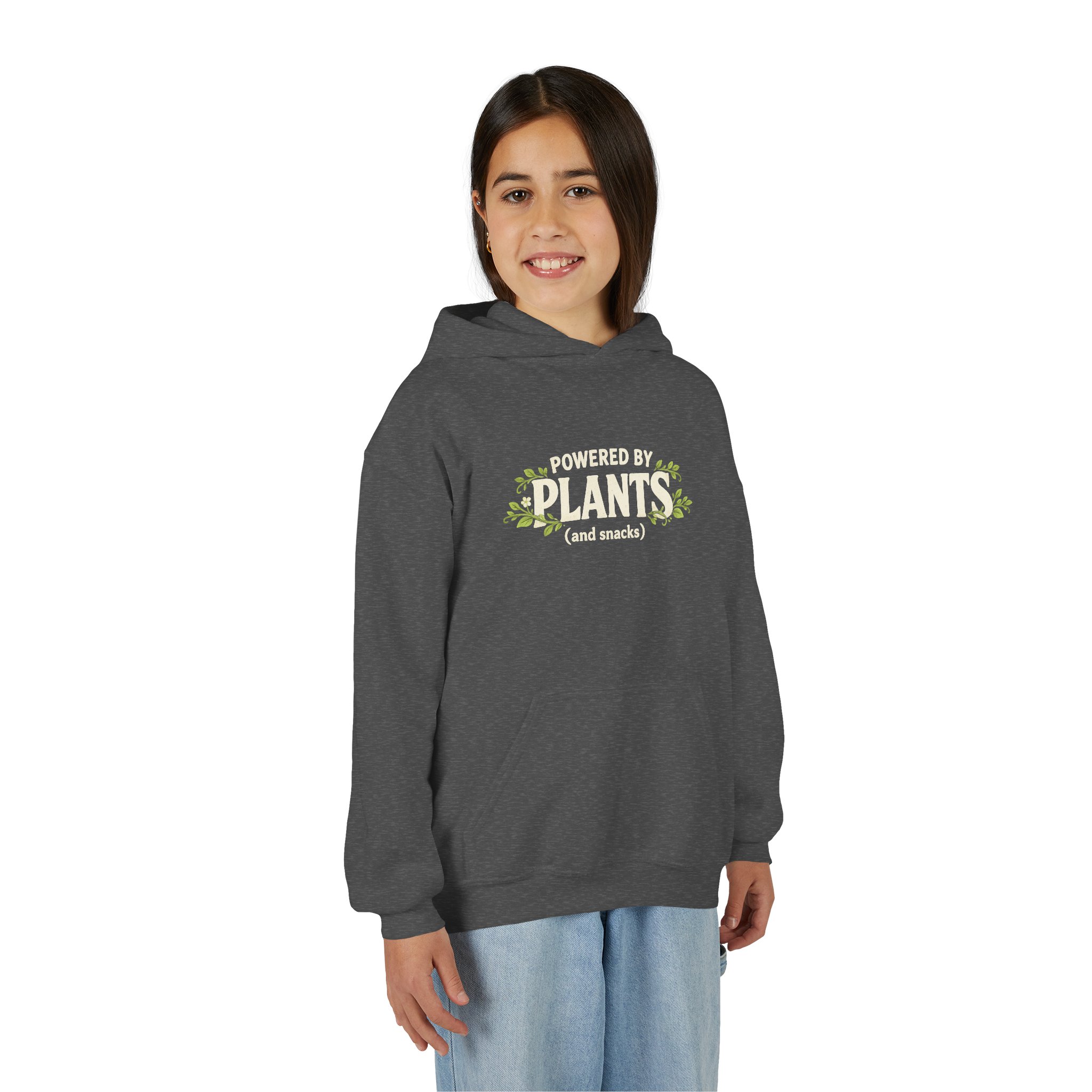 Youth Hoodie - "Powered by Plants (and snacks)" Kids Vegan Sweatshirt - Image 41