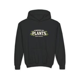 Youth Hoodie - "Powered by Plants (and snacks)" Kids Vegan Sweatshirt