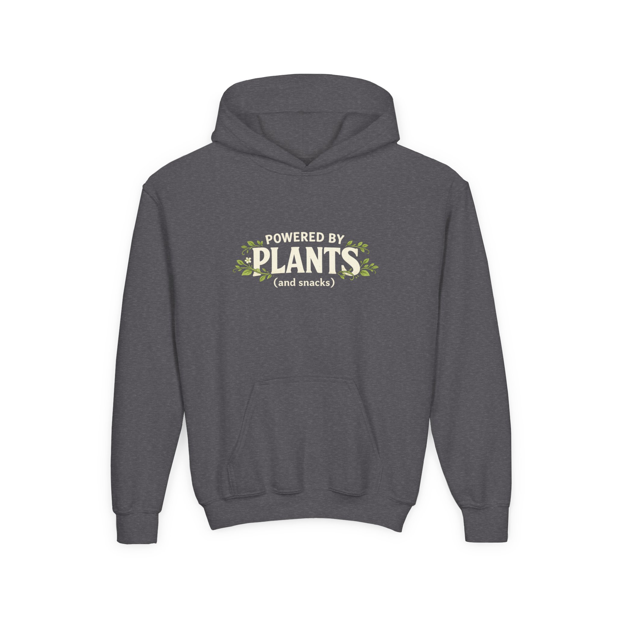 Youth Hoodie - "Powered by Plants (and snacks)" Kids Vegan Sweatshirt - Image 37