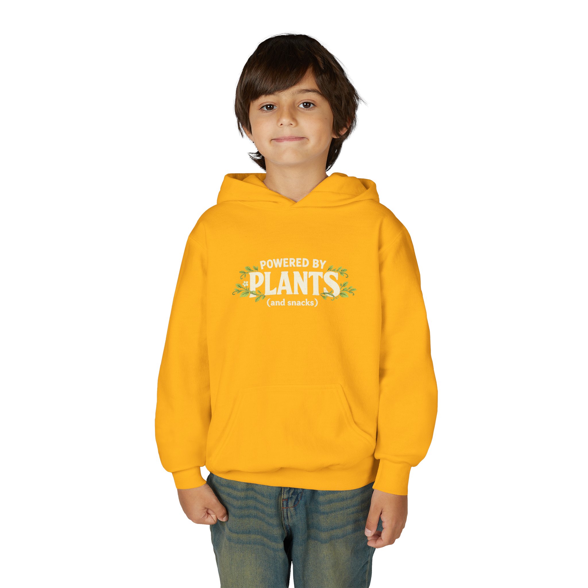 Youth Hoodie - "Powered by Plants (and snacks)" Kids Vegan Sweatshirt - Image 9