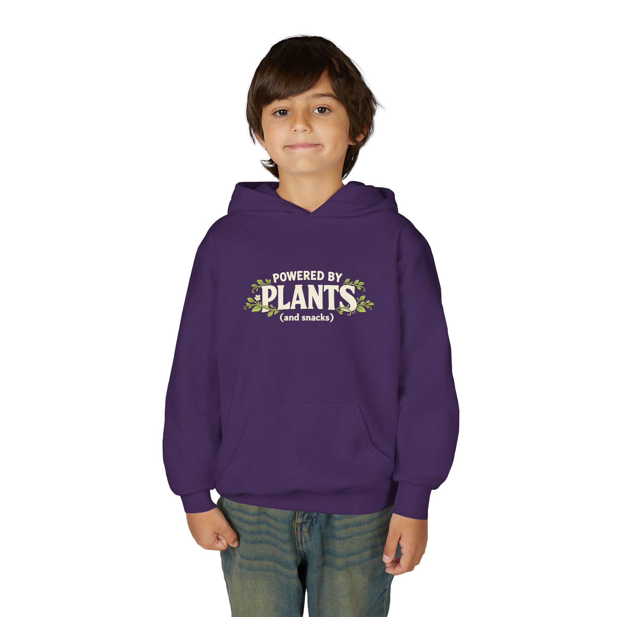Youth Hoodie - "Powered by Plants (and snacks)" Kids Vegan Sweatshirt - Image 63
