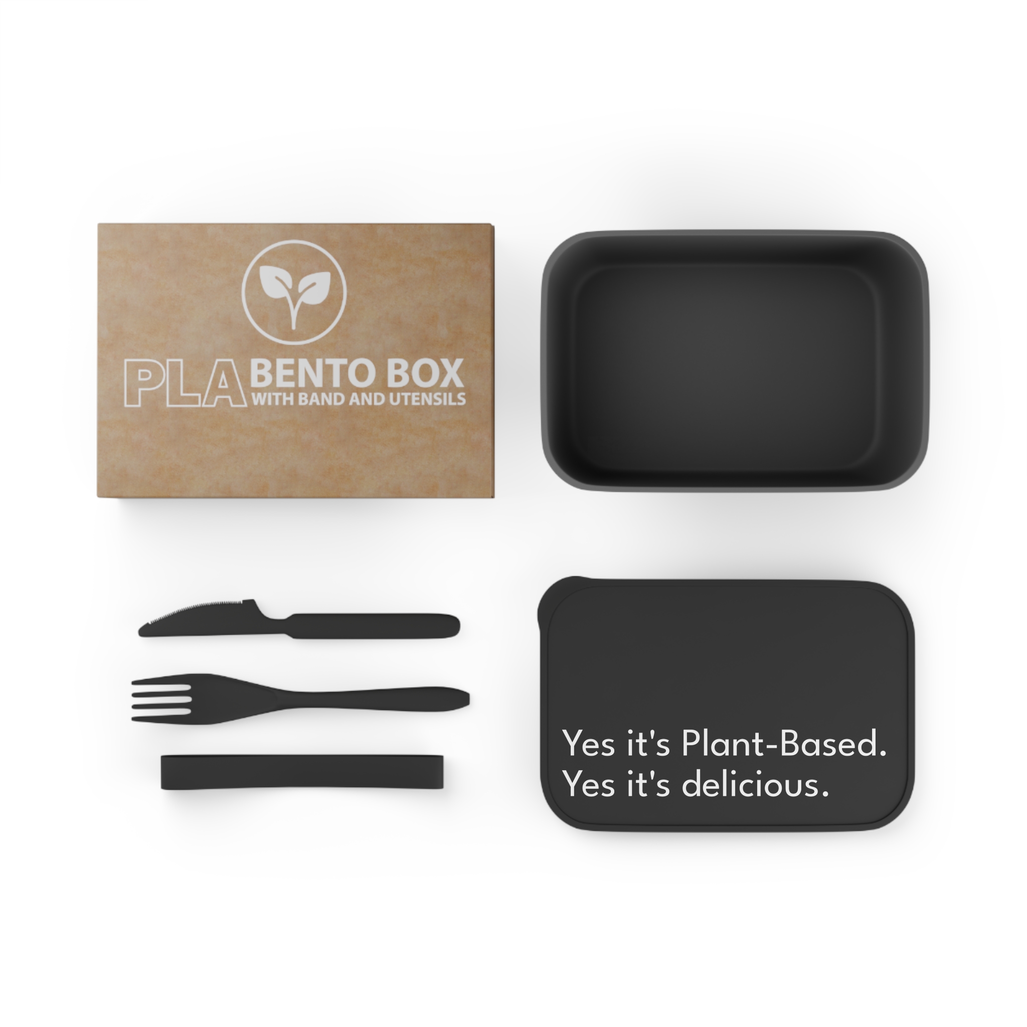 PLA Bento Box with Band and Utensils - Image 3