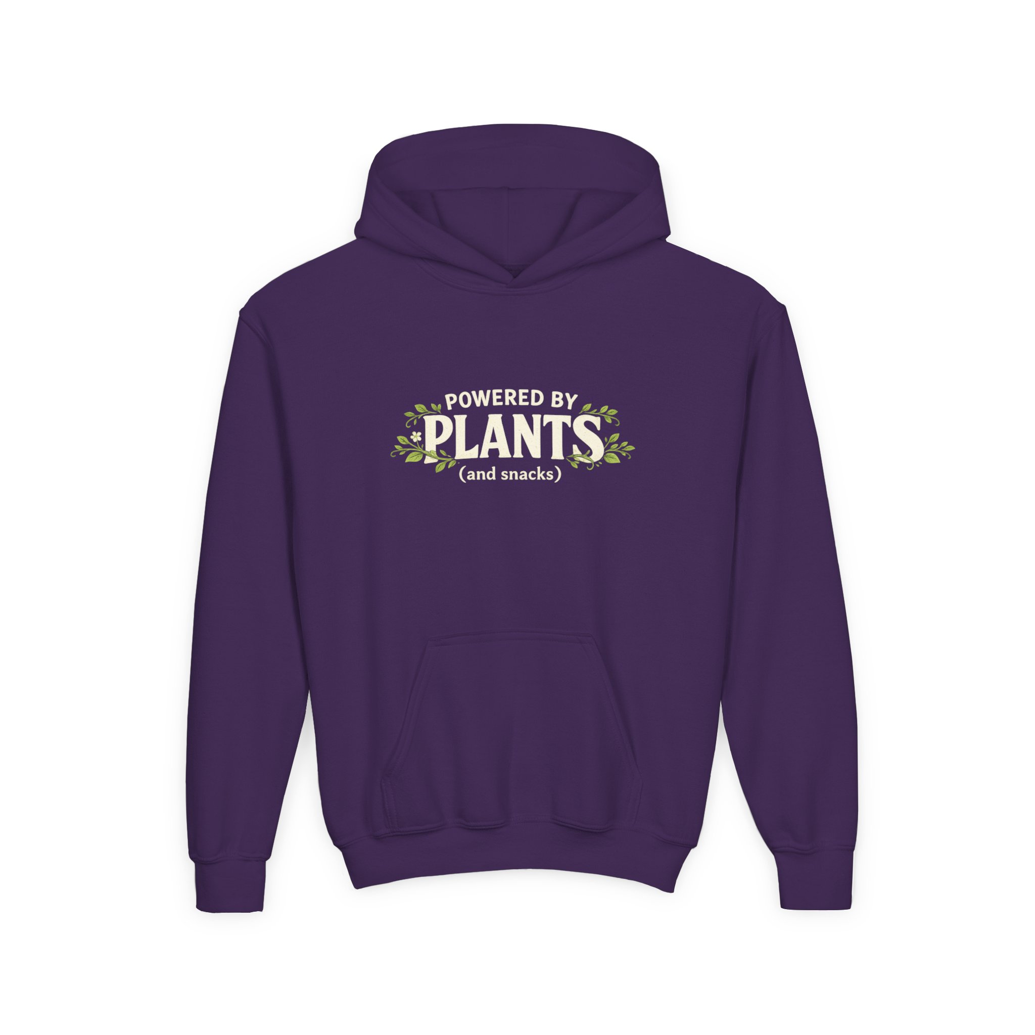Youth Hoodie - "Powered by Plants (and snacks)" Kids Vegan Sweatshirt - Image 61