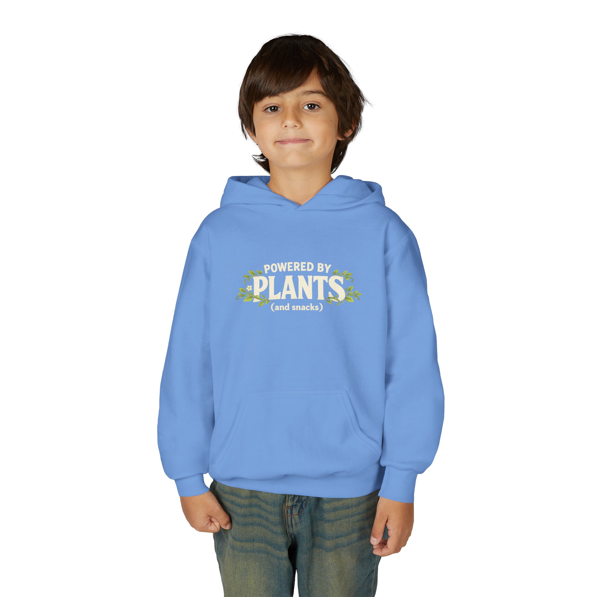Youth Hoodie - "Powered by Plants (and snacks)" Kids Vegan Sweatshirt - Image 45