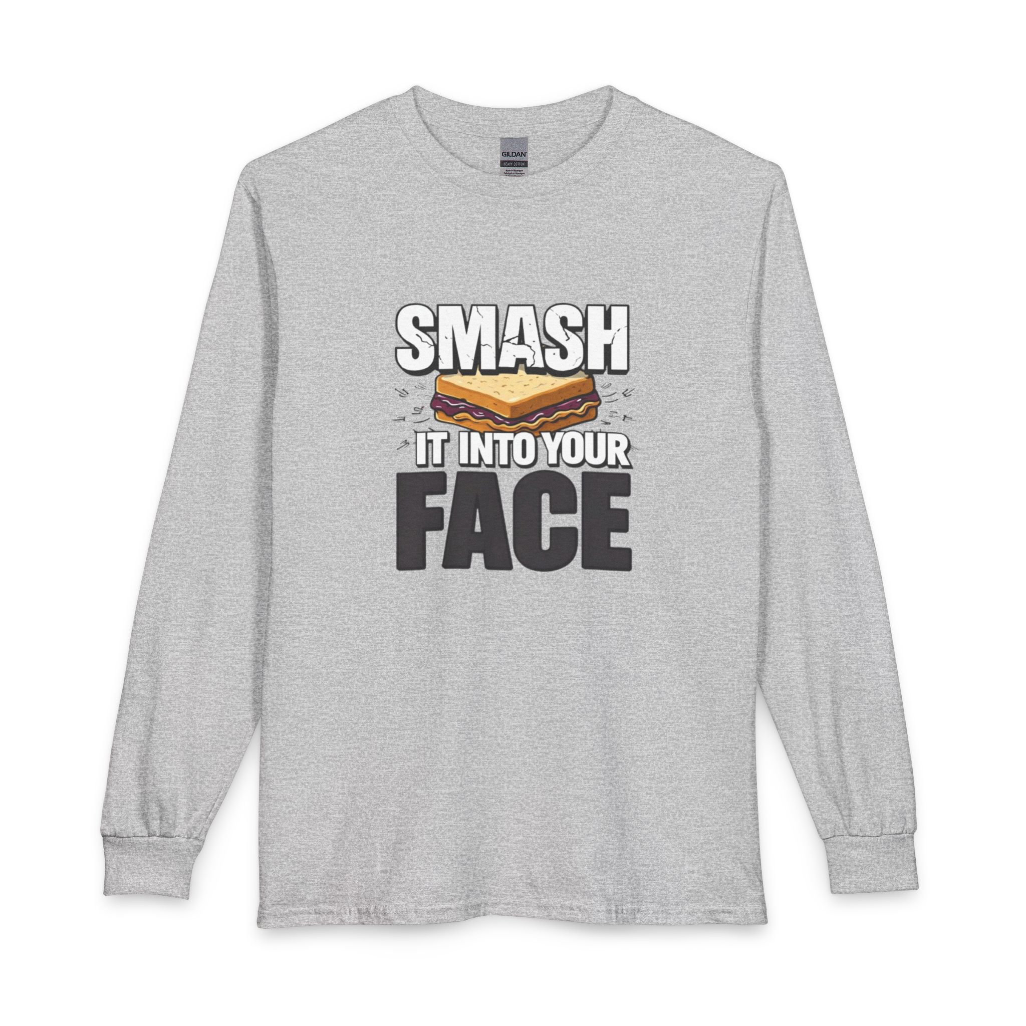 Long Sleeve T-Shirt — "Smash It Into Your Face" Sandwich Graphic - Image 5