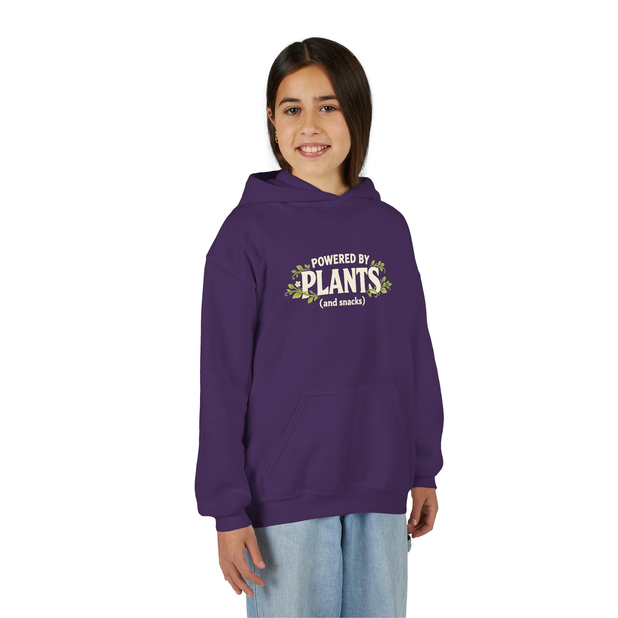 Youth Hoodie - "Powered by Plants (and snacks)" Kids Vegan Sweatshirt - Image 65