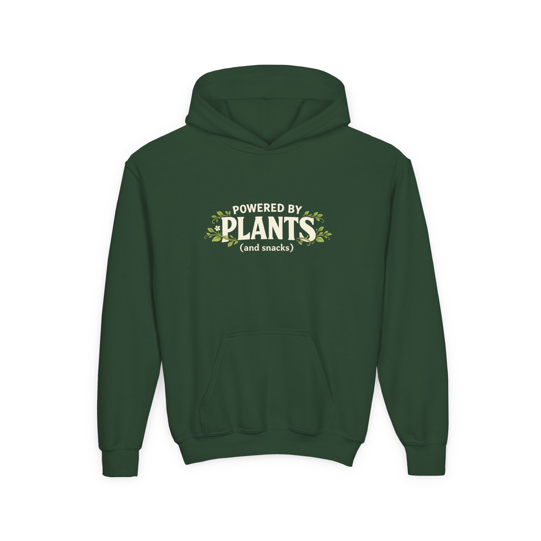 Youth Hoodie - "Powered by Plants (and snacks)" Kids Vegan Sweatshirt - Image 25