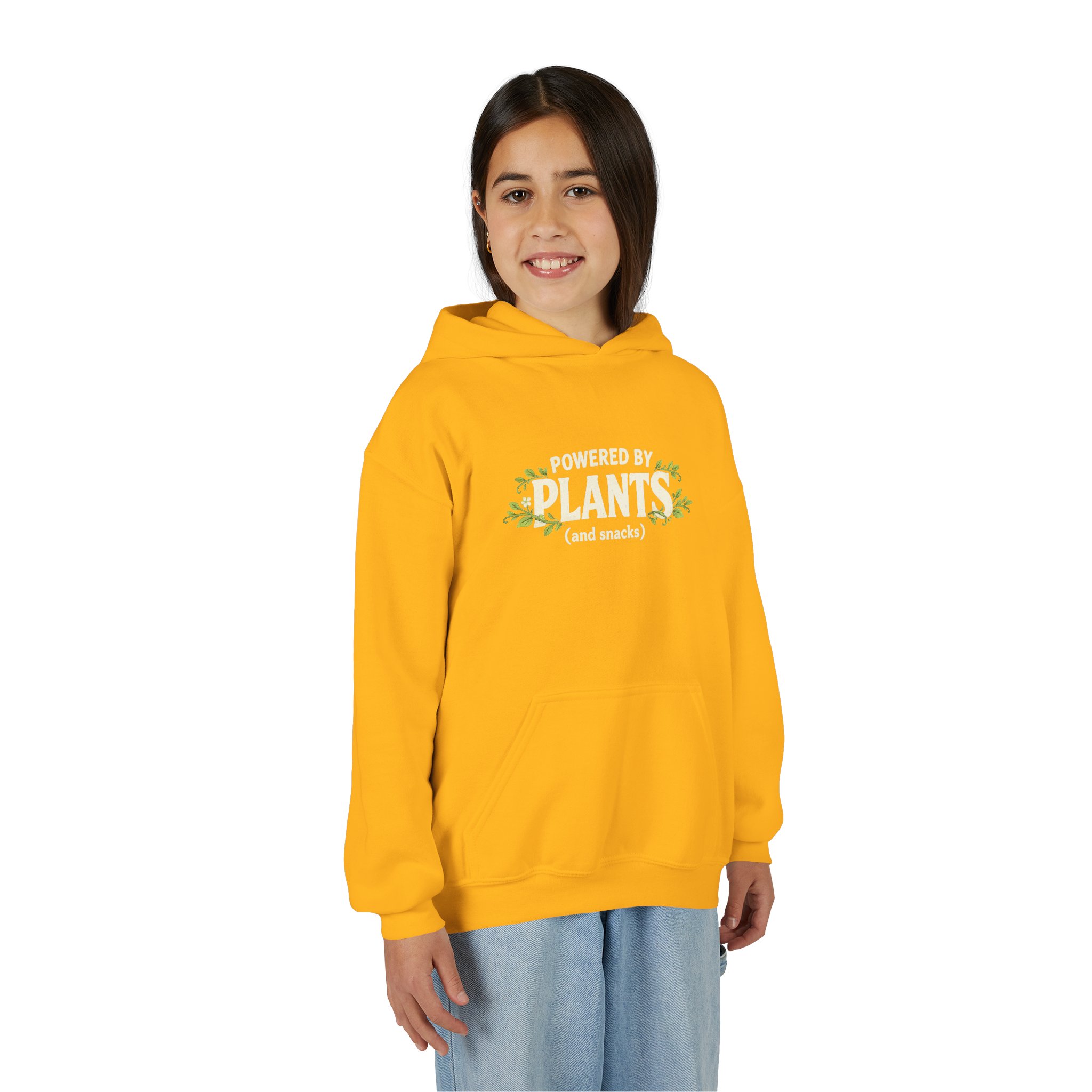 Youth Hoodie - "Powered by Plants (and snacks)" Kids Vegan Sweatshirt - Image 11