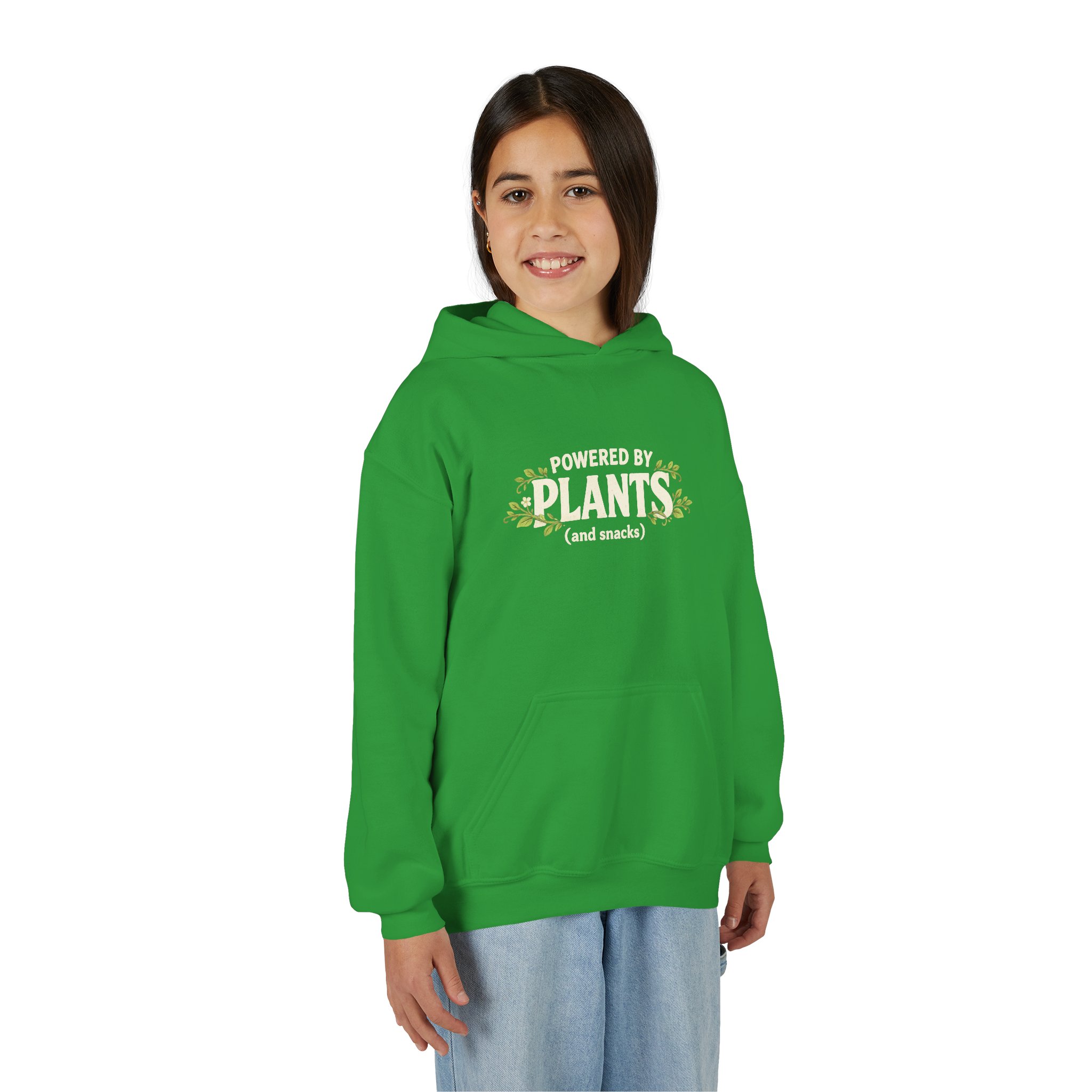 Youth Hoodie - "Powered by Plants (and snacks)" Kids Vegan Sweatshirt - Image 35