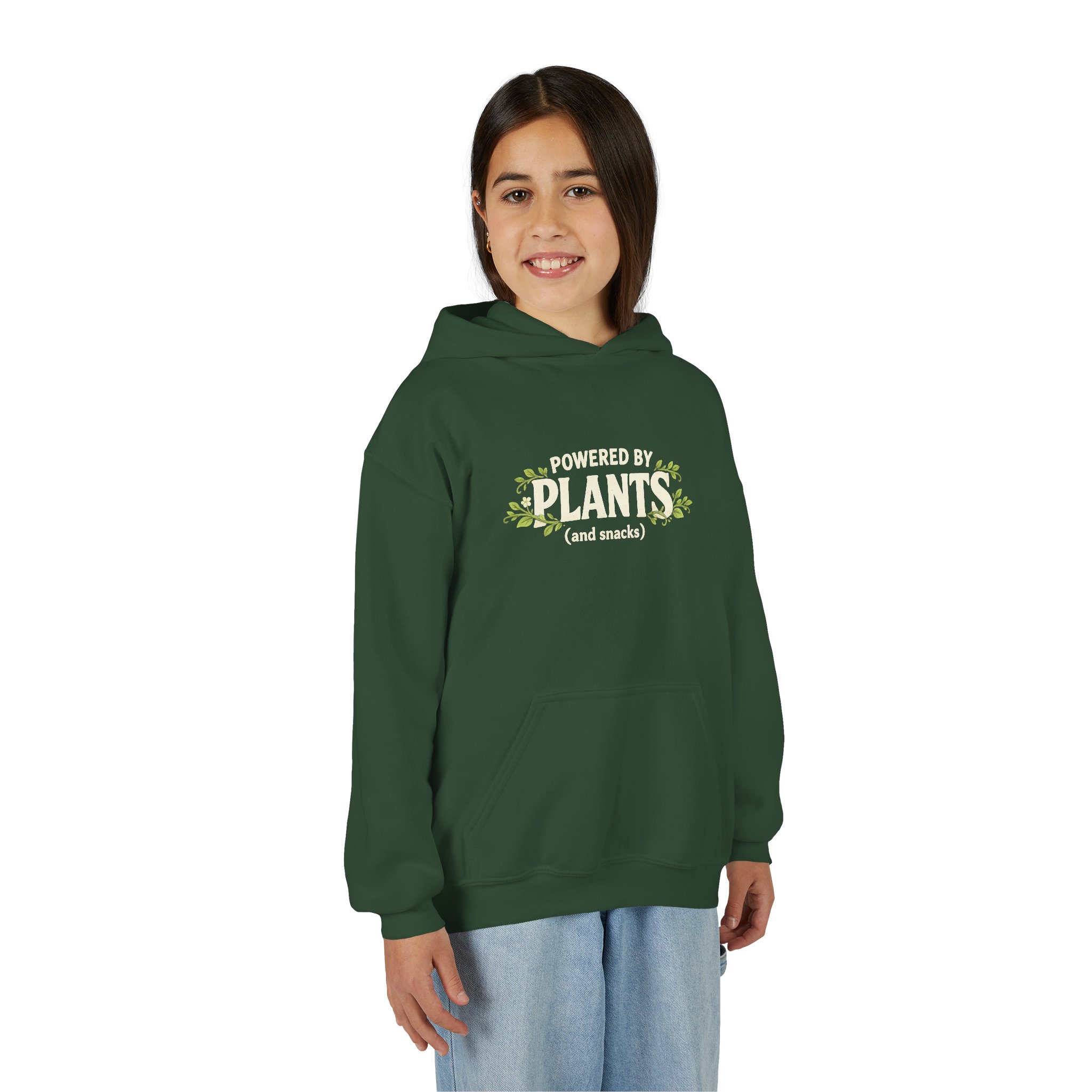 Youth Hoodie - "Powered by Plants (and snacks)" Kids Vegan Sweatshirt - Image 29