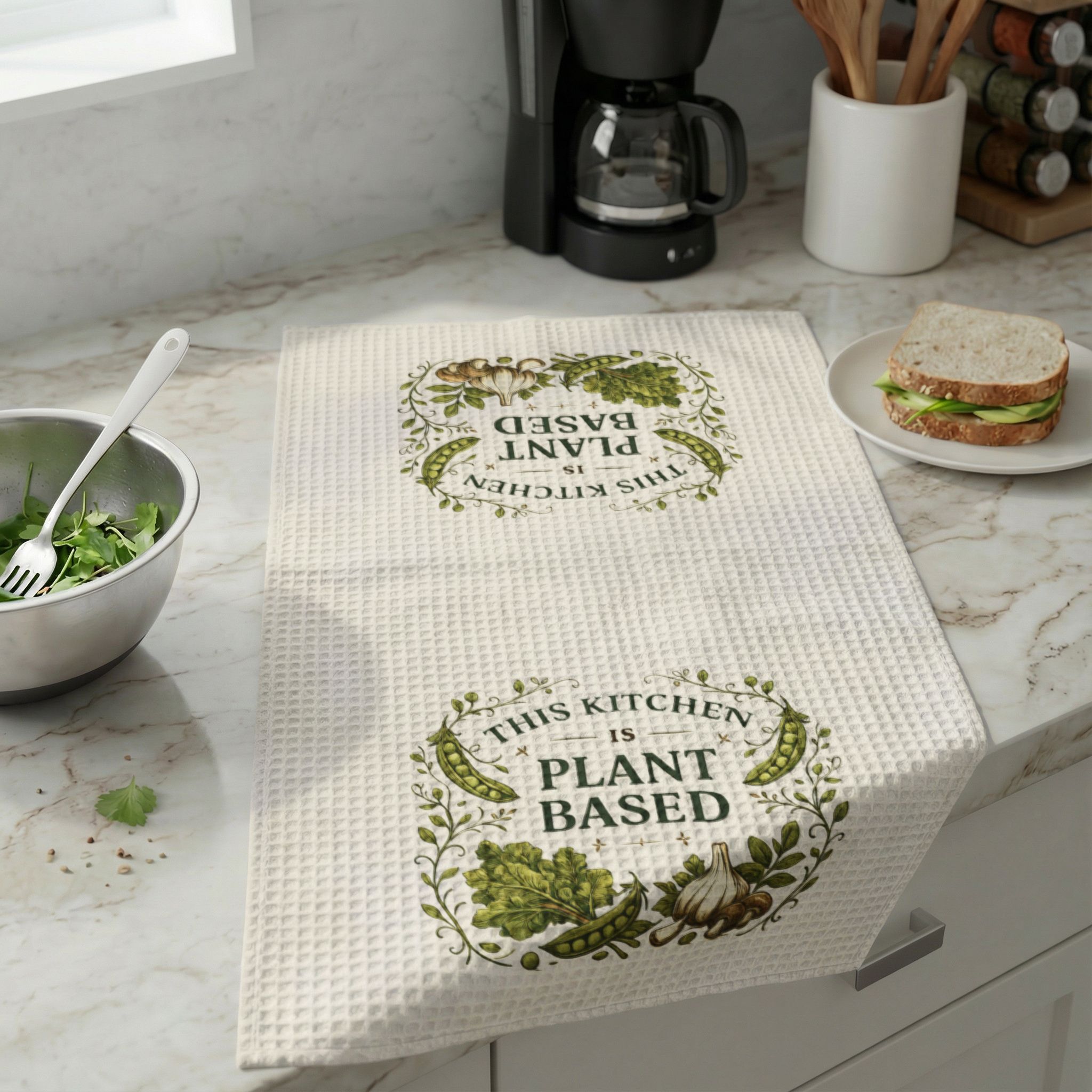 Plant Based Kitchen Towel — Waffle Weave Tea Towel - Image 2